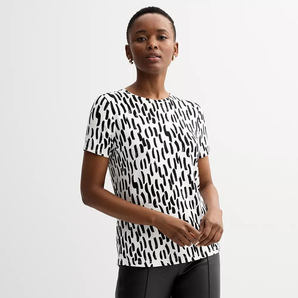 Women's Nine West Essential Crewneck Tee, Size: Small, White Short Brush Product Image