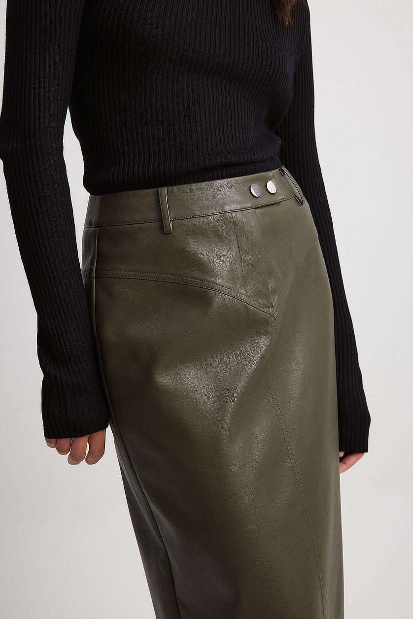 PU Mid Waist Midi Skirt Product Image