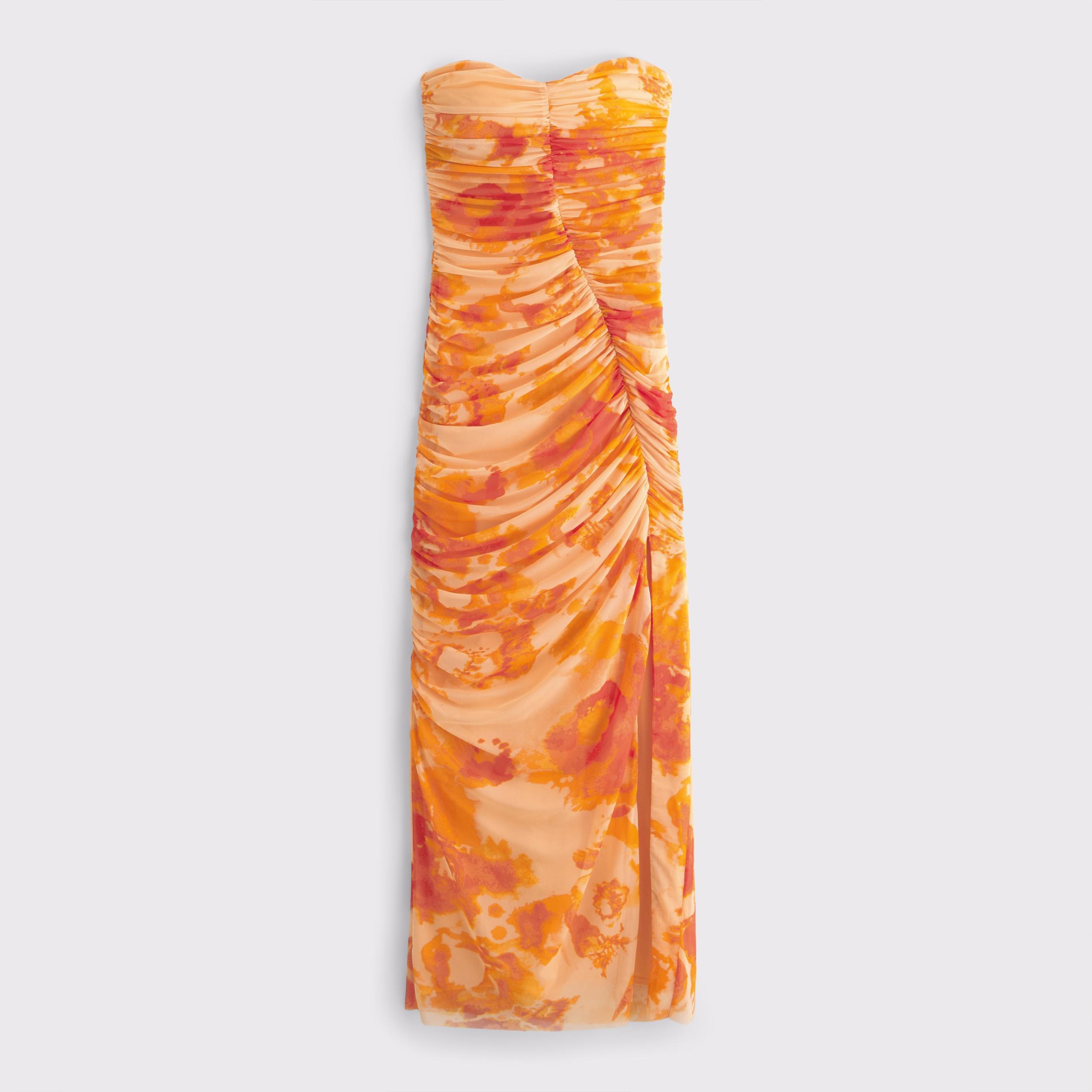 Mesh Strapless Ruched Maxi Dress Product Image