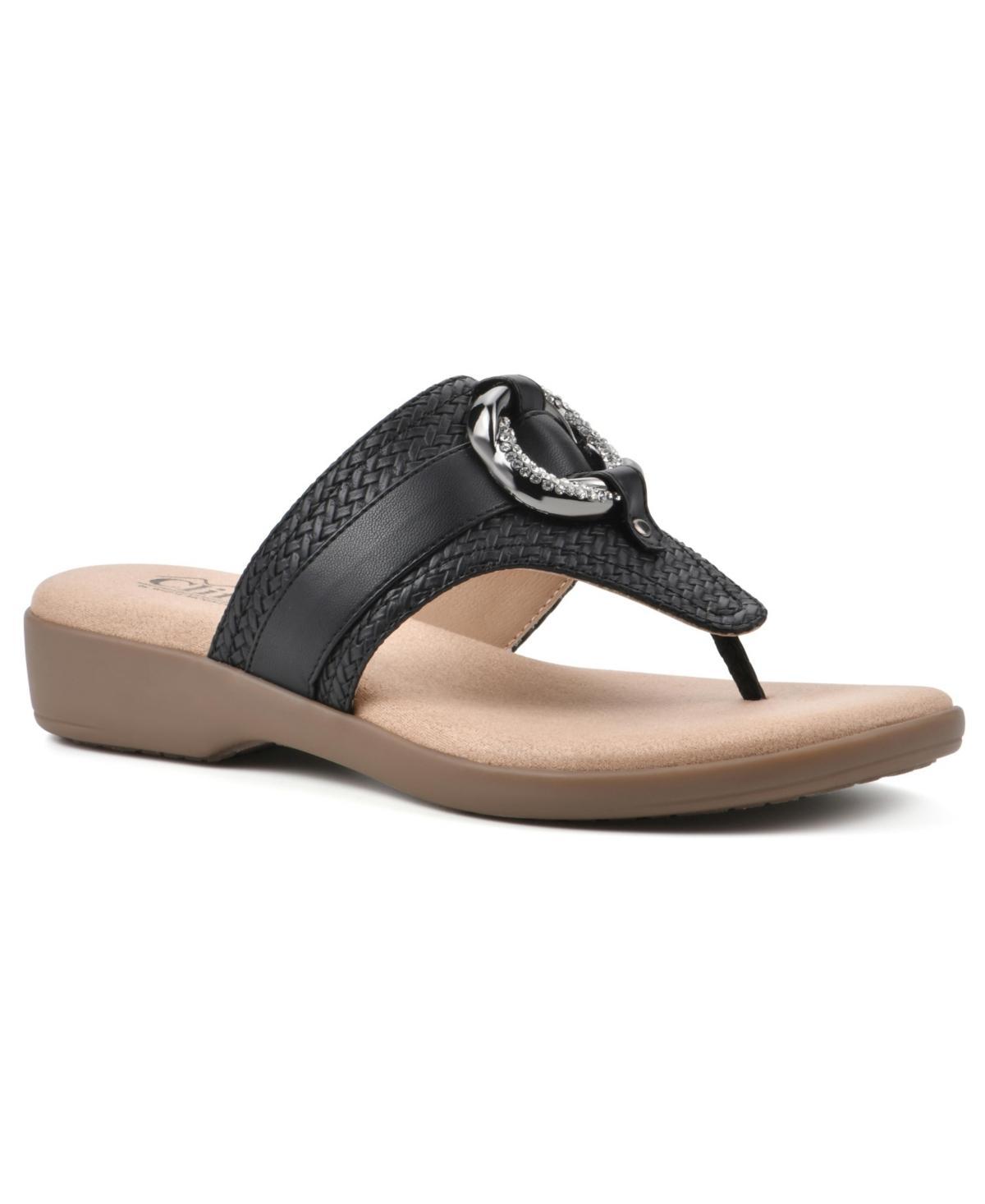 Cliffs by White Mountain Benedict Women's Thong Sandals, Size: 8, Blue Woven Product Image