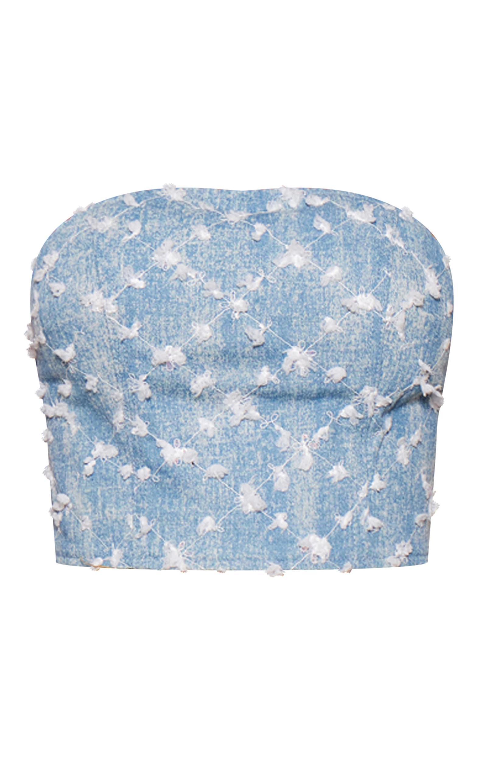 Blue Sequin Candyfloss Denim Corset Top Product Image