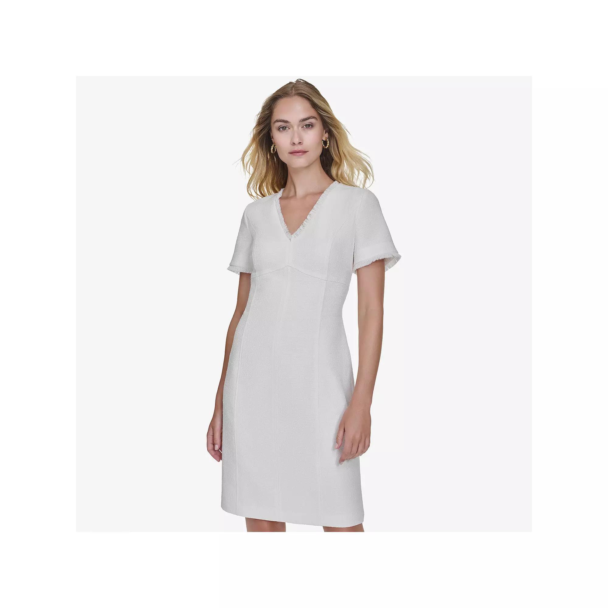 Women's Andrew Marc Short Sleeve V-Neck Sheath Dress, Size: 6, Black Product Image