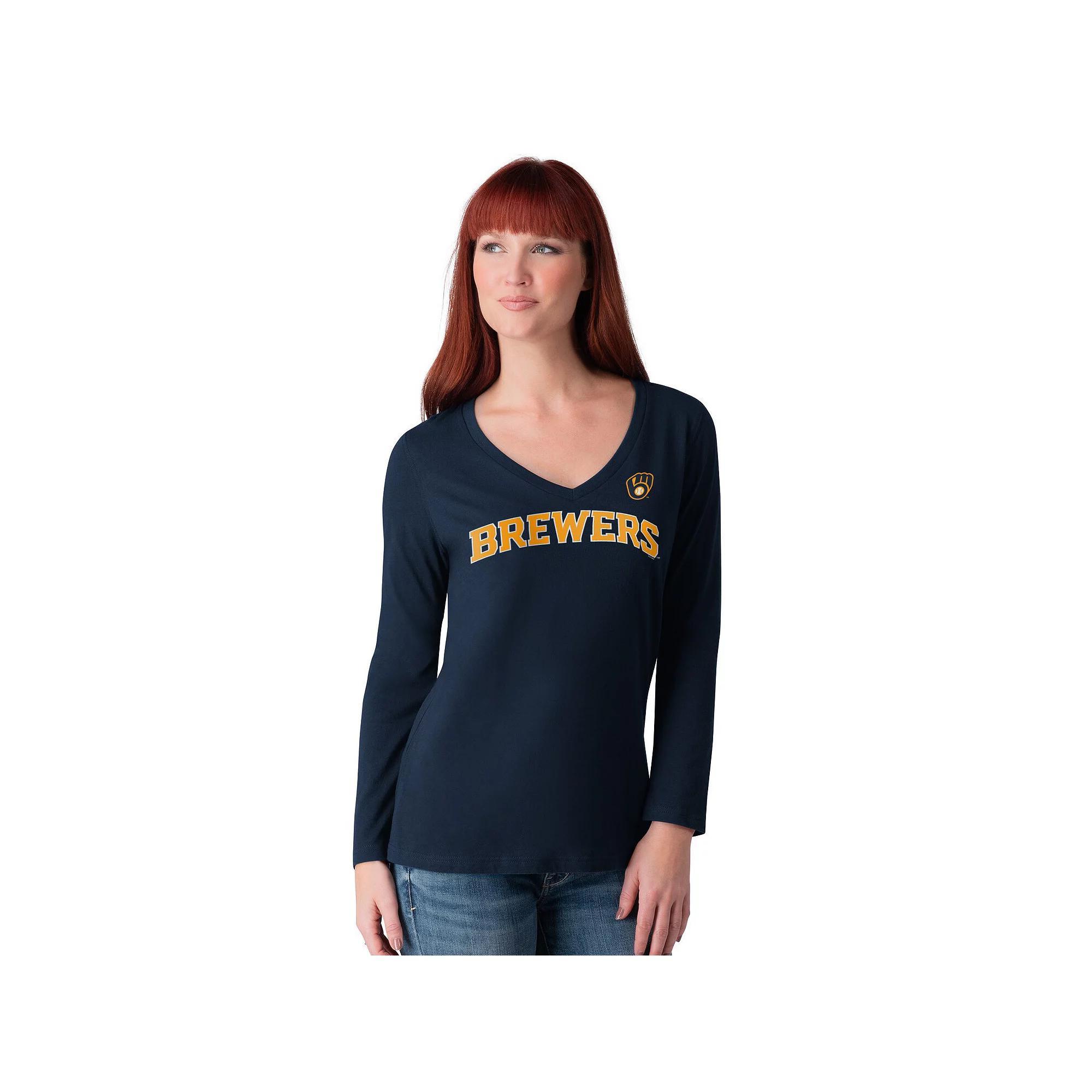 Women's G-III 4Her by Carl Banks Red Boston Red Sox Post Season Long Sleeve V-Neck T-Shirt, Size: 2XL Product Image