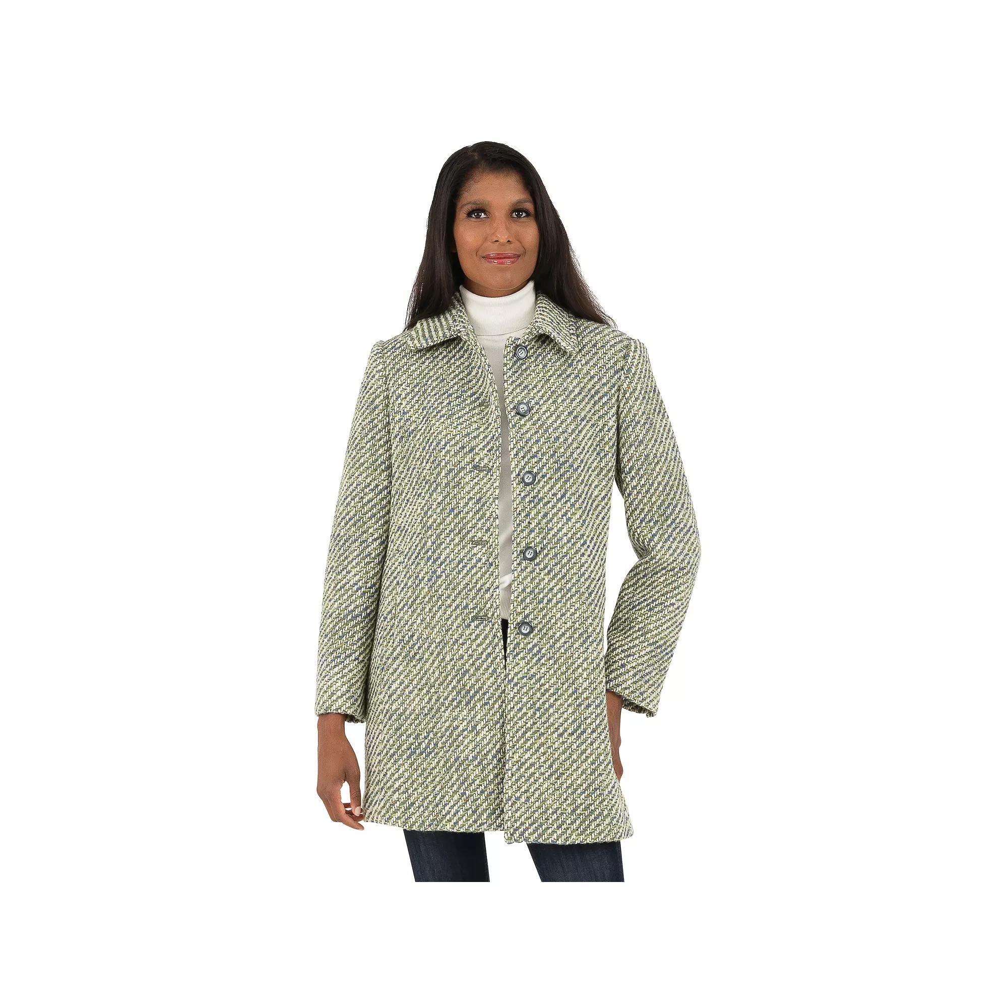 Women's Fleet Street Herringbone Wool-Blend Boucle Coat, Size: 10, Green Product Image