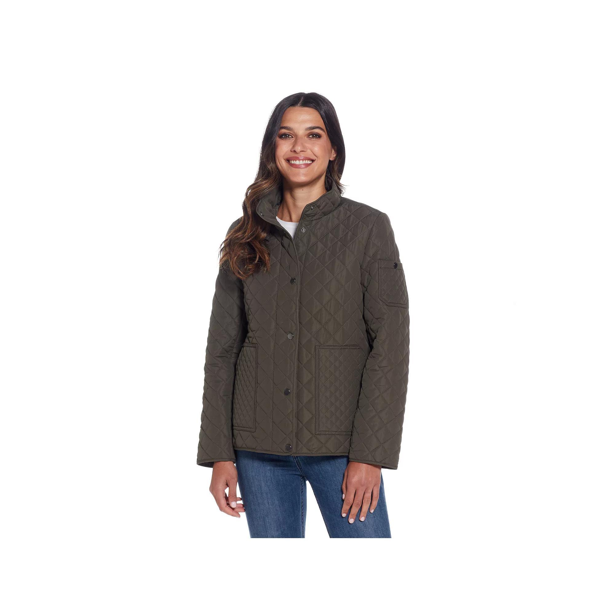 Women's Weathercast Mixed Diamond Quilted Modern Barn Jacket, Size: Large, Dusty Green Product Image