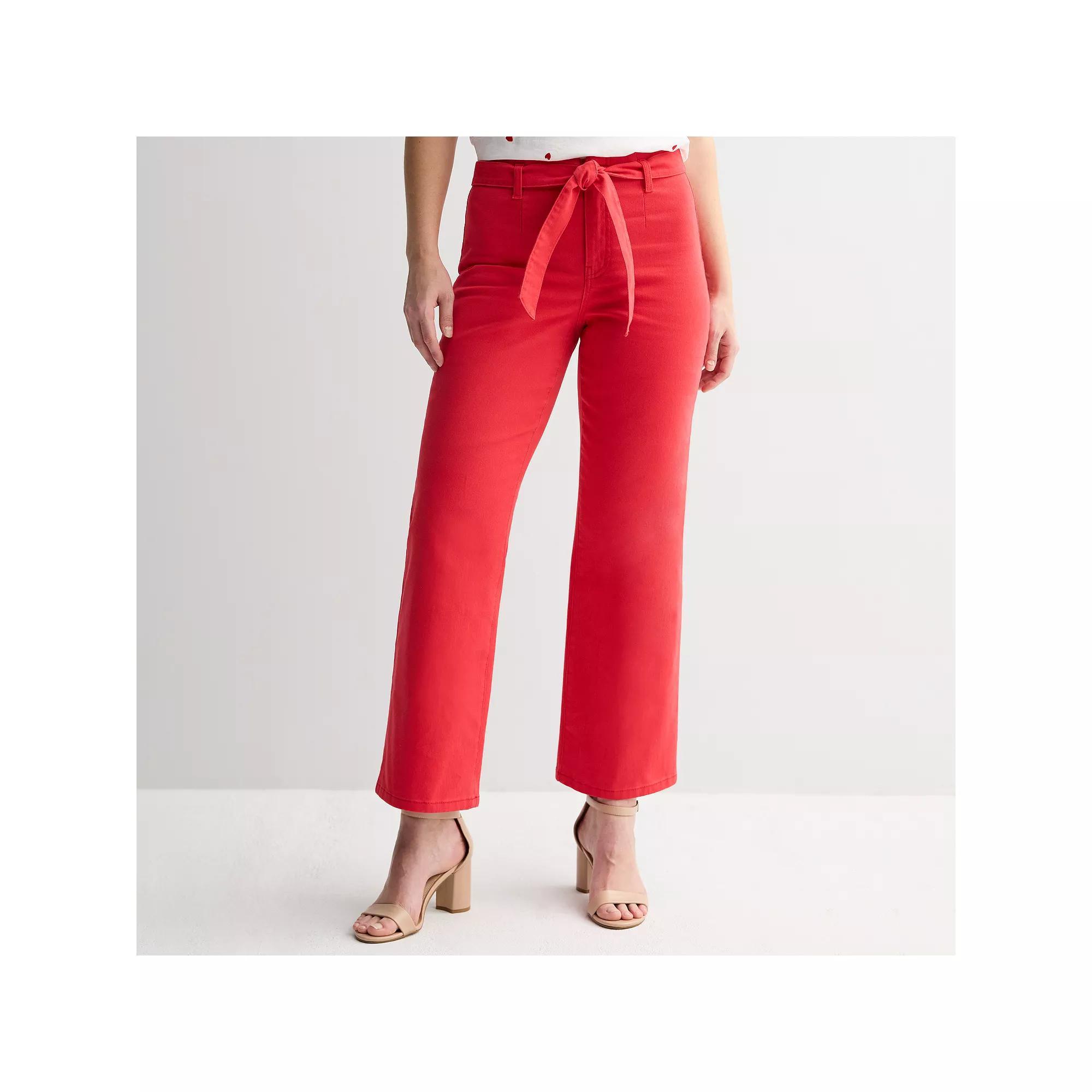 Women's Draper James Wide Leg Belted Trouser, Size: 16, Red Product Image