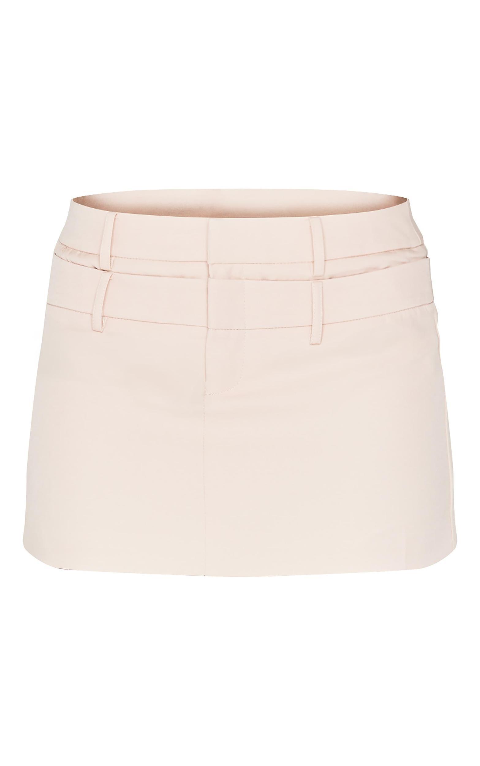Stone Tailored Woven Double Waistband Mini Skirt Product Image