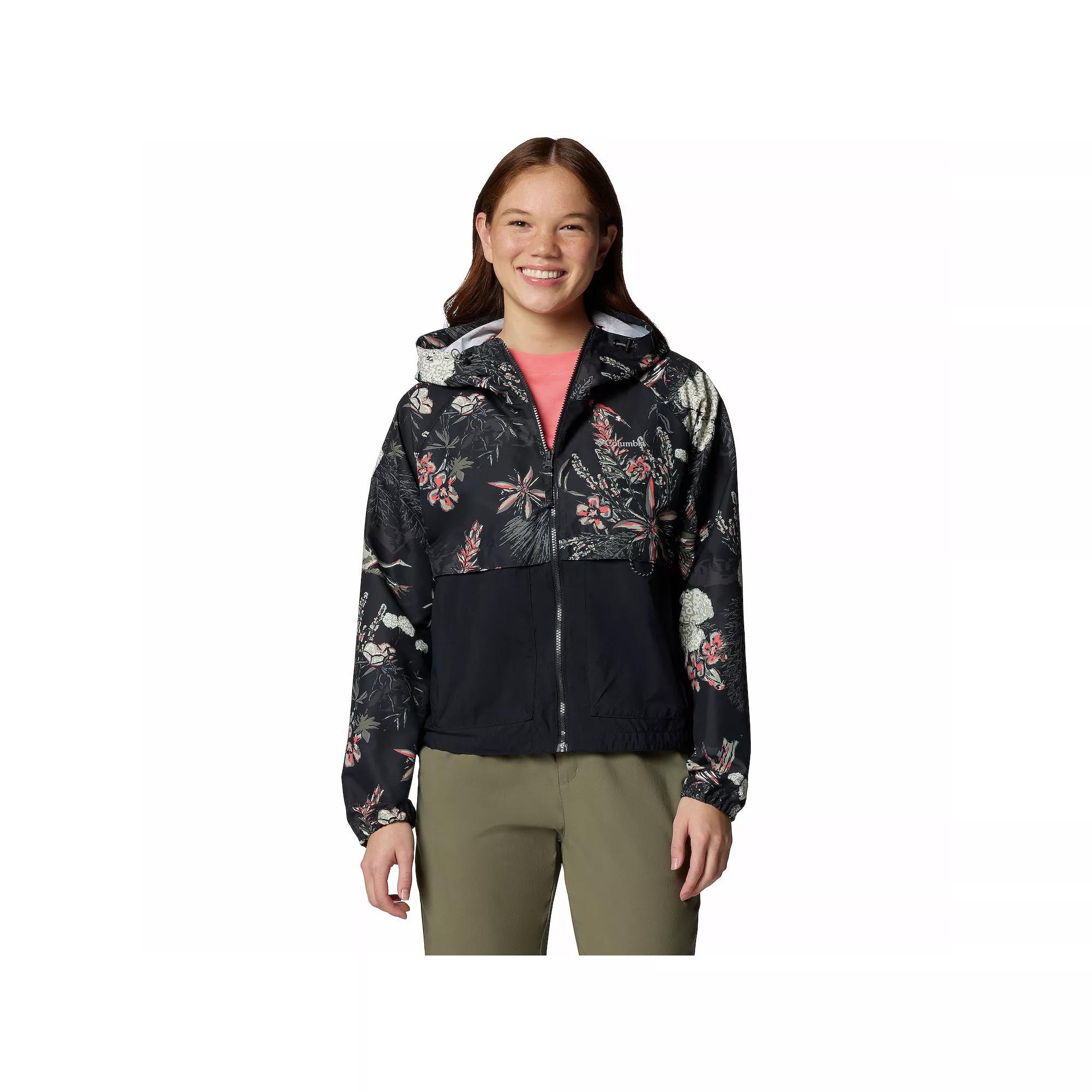 Women's Columbia Spire Valley Omni-SHIELD™ Printed Windbreaker Jacket, Size: Medium, Salt Outbacked Product Image