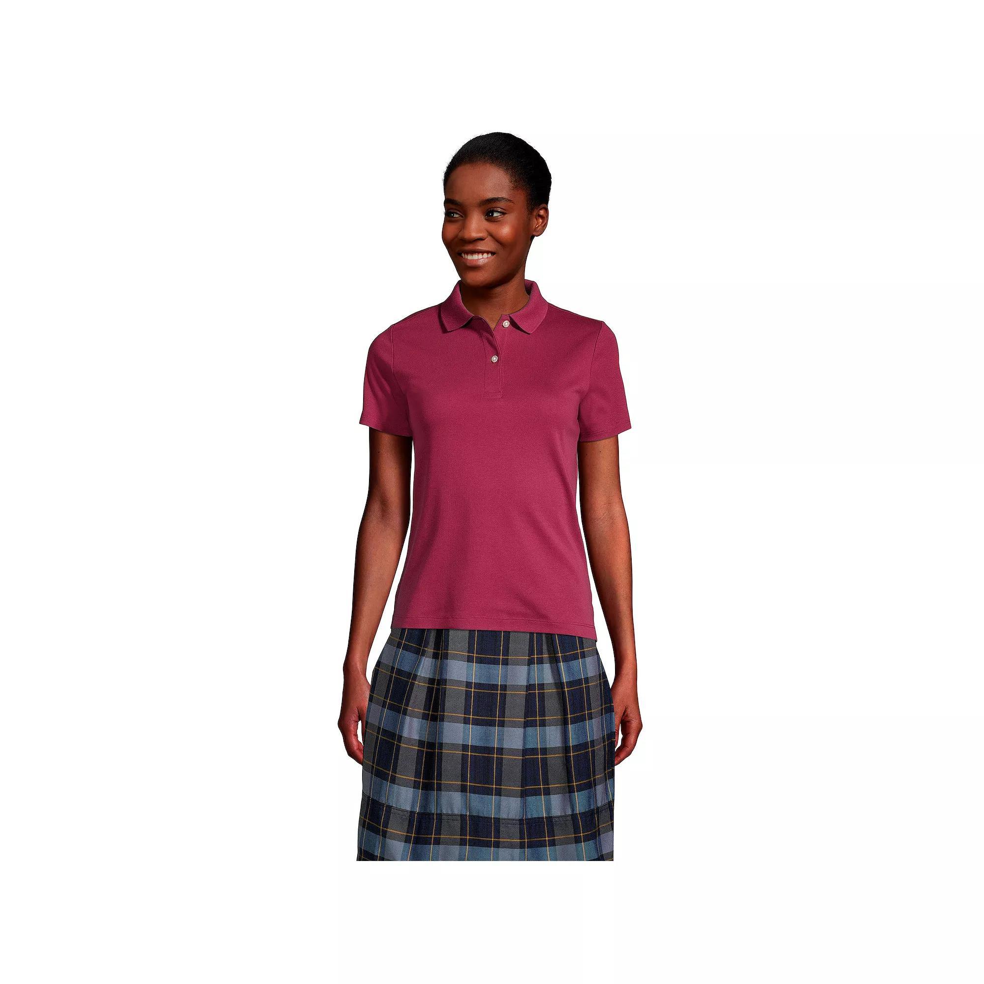 Womens Lands End School Uniform Short Sleeve Interlock Polo Shirt Product Image