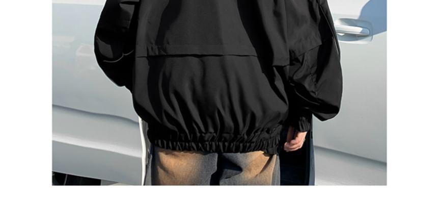 Stand Collar Contrast Trim Zip-Up Jacket Product Image