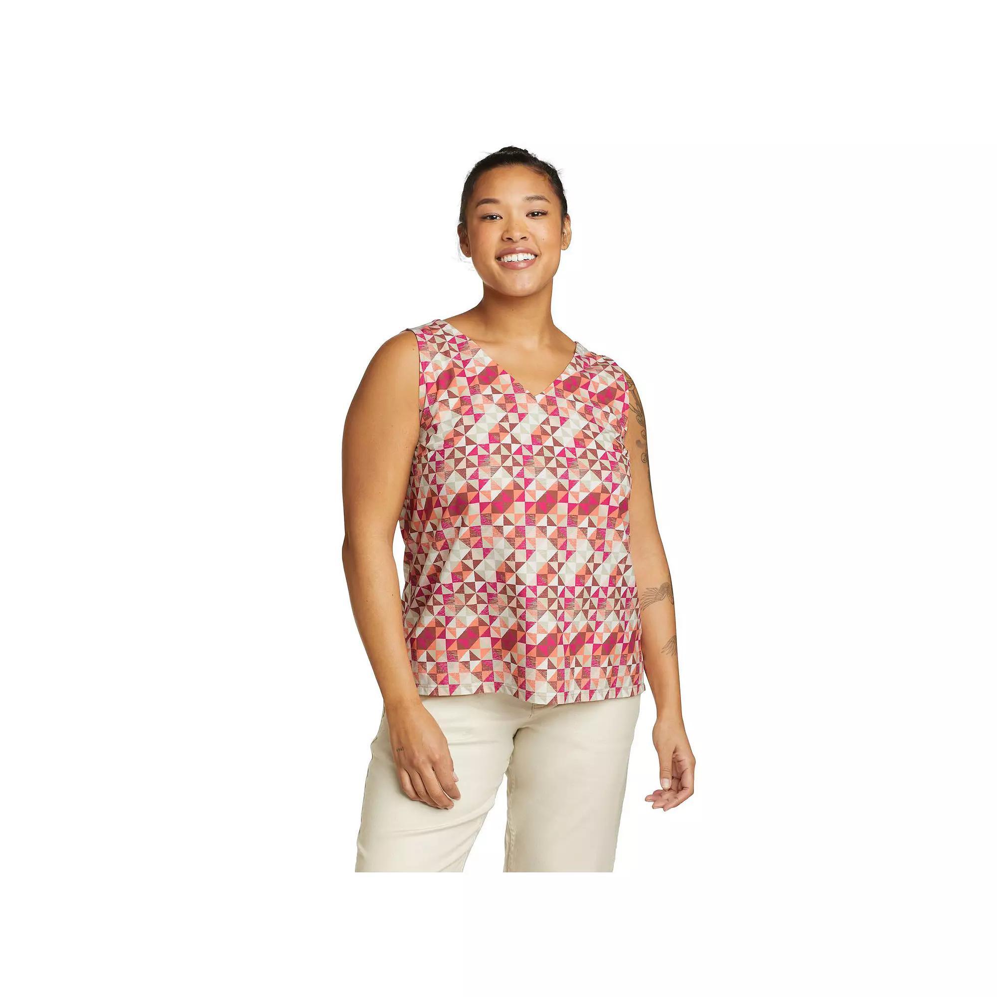Womens Eddie Bauer Departure V-Neck Tank Top Pink Product Image