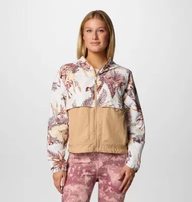 Women's Columbia Spire Valley Omni-SHIELD™ Printed Windbreaker Jacket, Size: Medium, Salt Outbacked Product Image