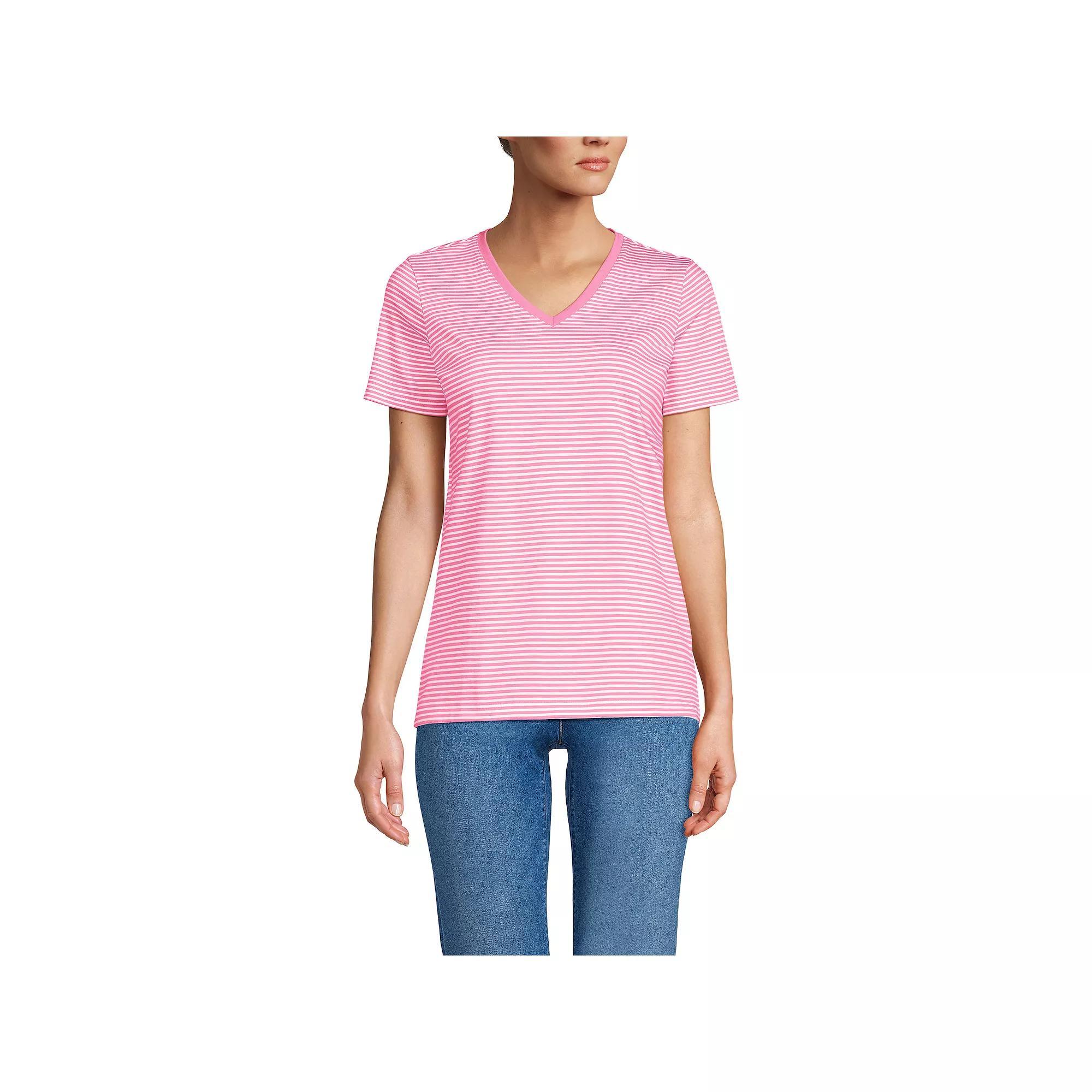 Women's Lands' End Relaxed-Fit Supima Cotton V-Neck Tee, Size: Small Tall, Blue Blossoms Product Image