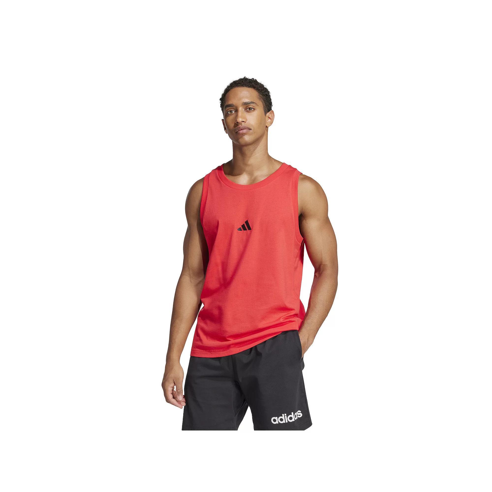 Men's adidas Essentials Small Logo Sportswear Tank Top, Size: XL, Pure Red Product Image