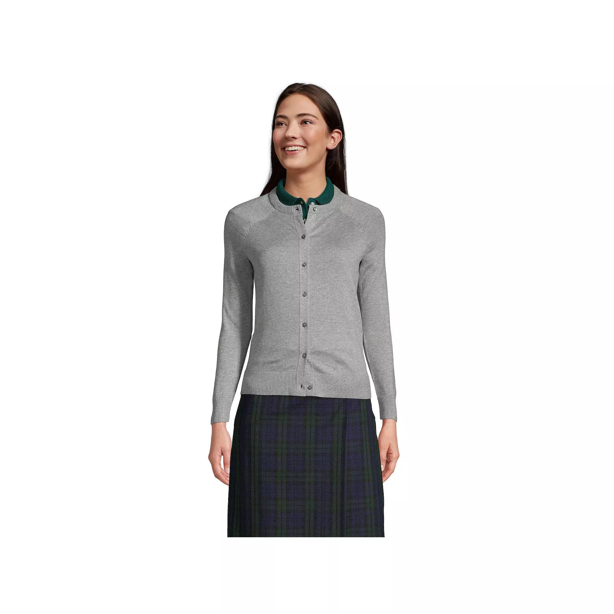 Women's Lands' End Cotton Modal Cardigan Sweater, Size: Large, Black Product Image