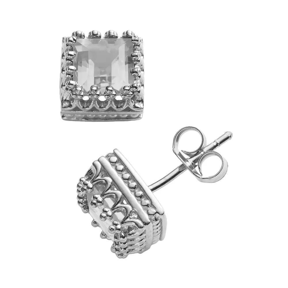 Designs by Gioelli Sterling Silver Genuine Peridot Crown Stud Earrings, Women's, Green Product Image