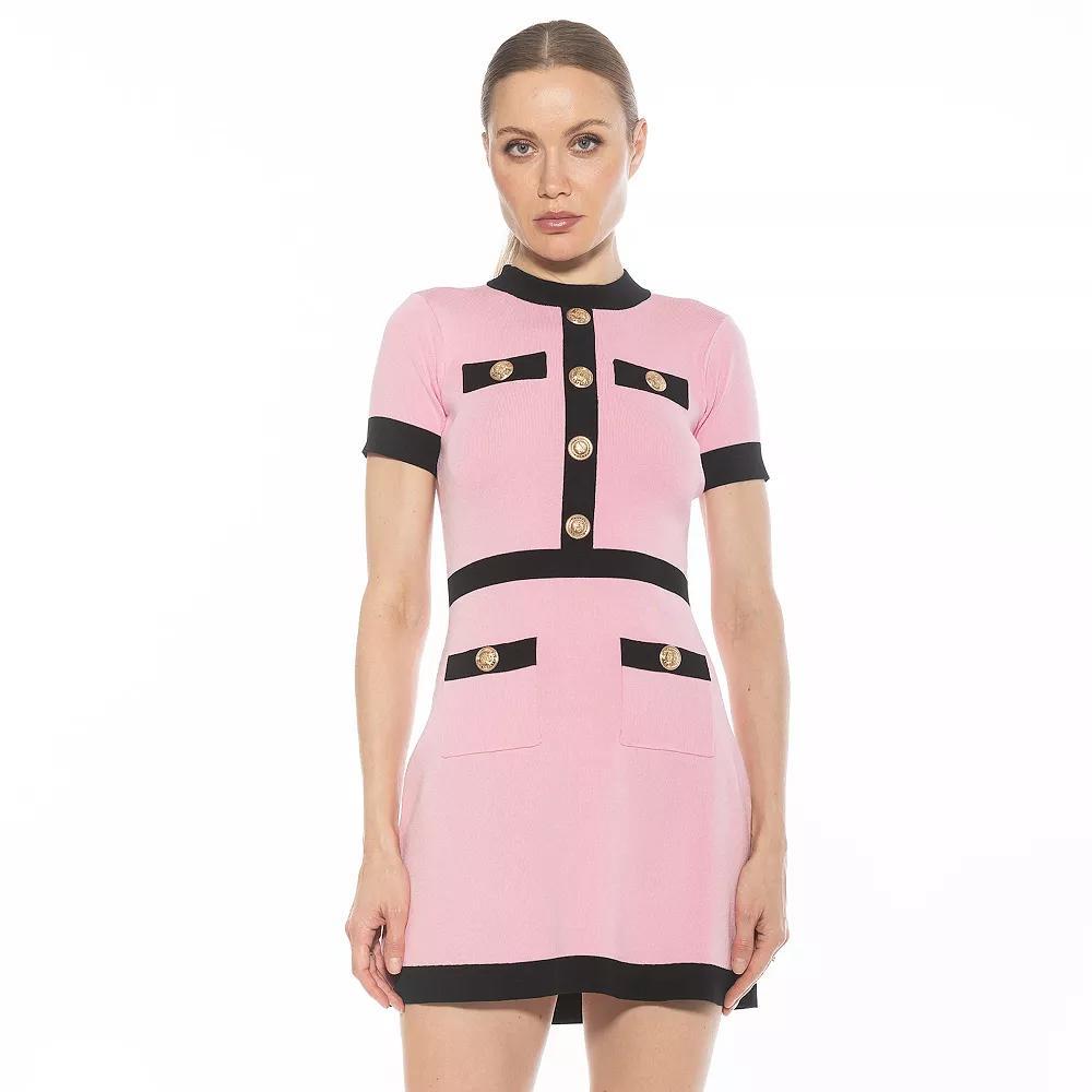 Women's ALEXIA ADMOR Beatrix Short Sleeve Fit & Flare Dress, Size: Medium, Pink Product Image