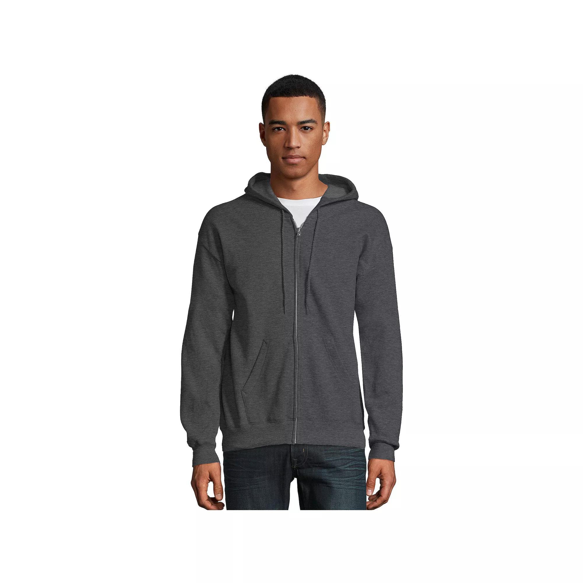 Men's Hanes® EcoSmart Fleece Full-Zip Hooded Jacket, Size: Large, Deep Royal1 Product Image