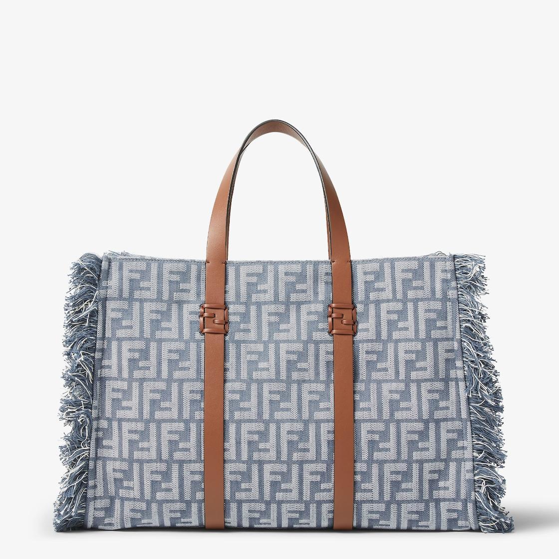 Summer ToteBlue denim-effect FF jacquard bag Product Image