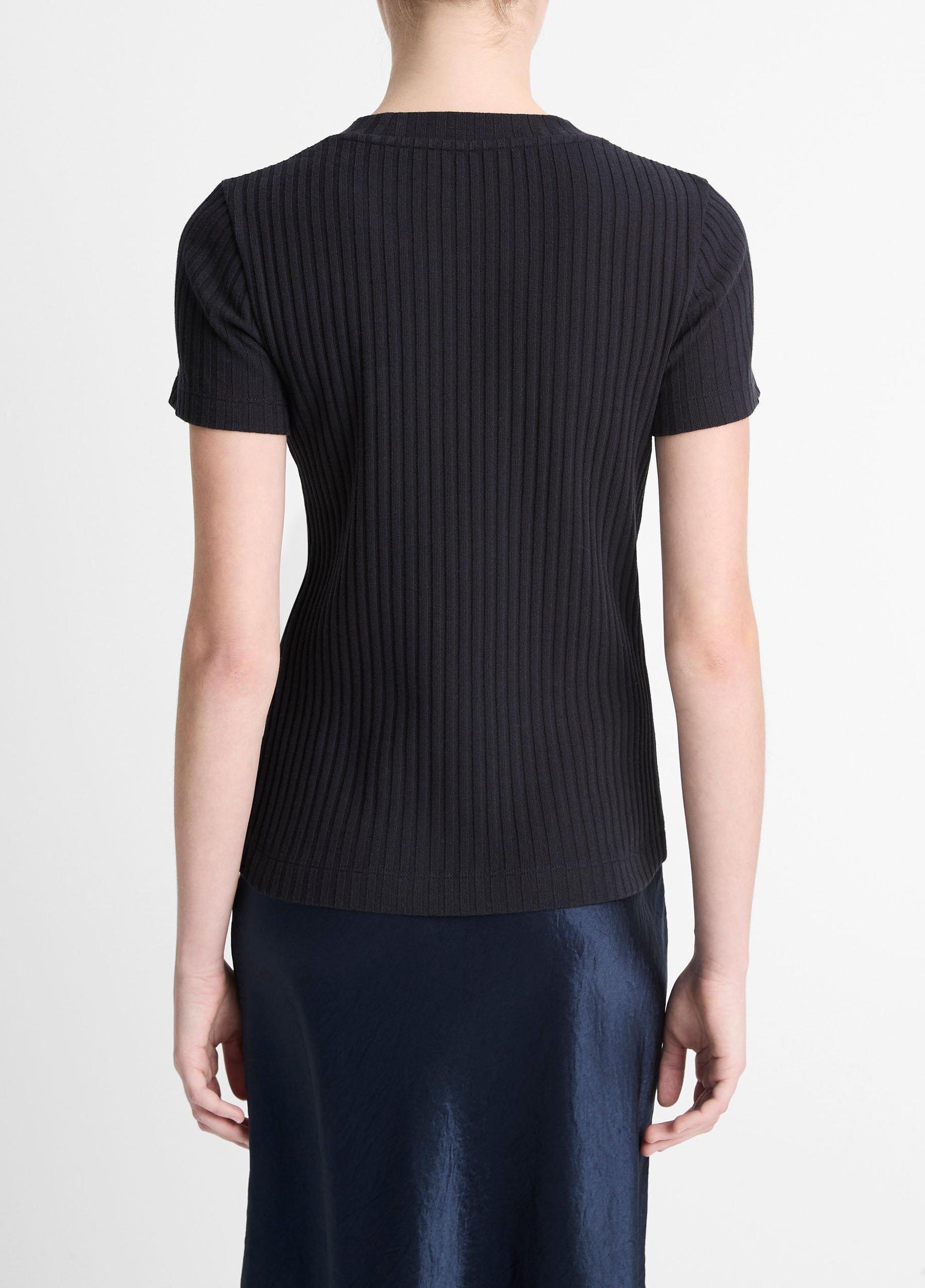 Womens Ribbed Cotton-Blend Top, Off White, Size L Vince Product Image