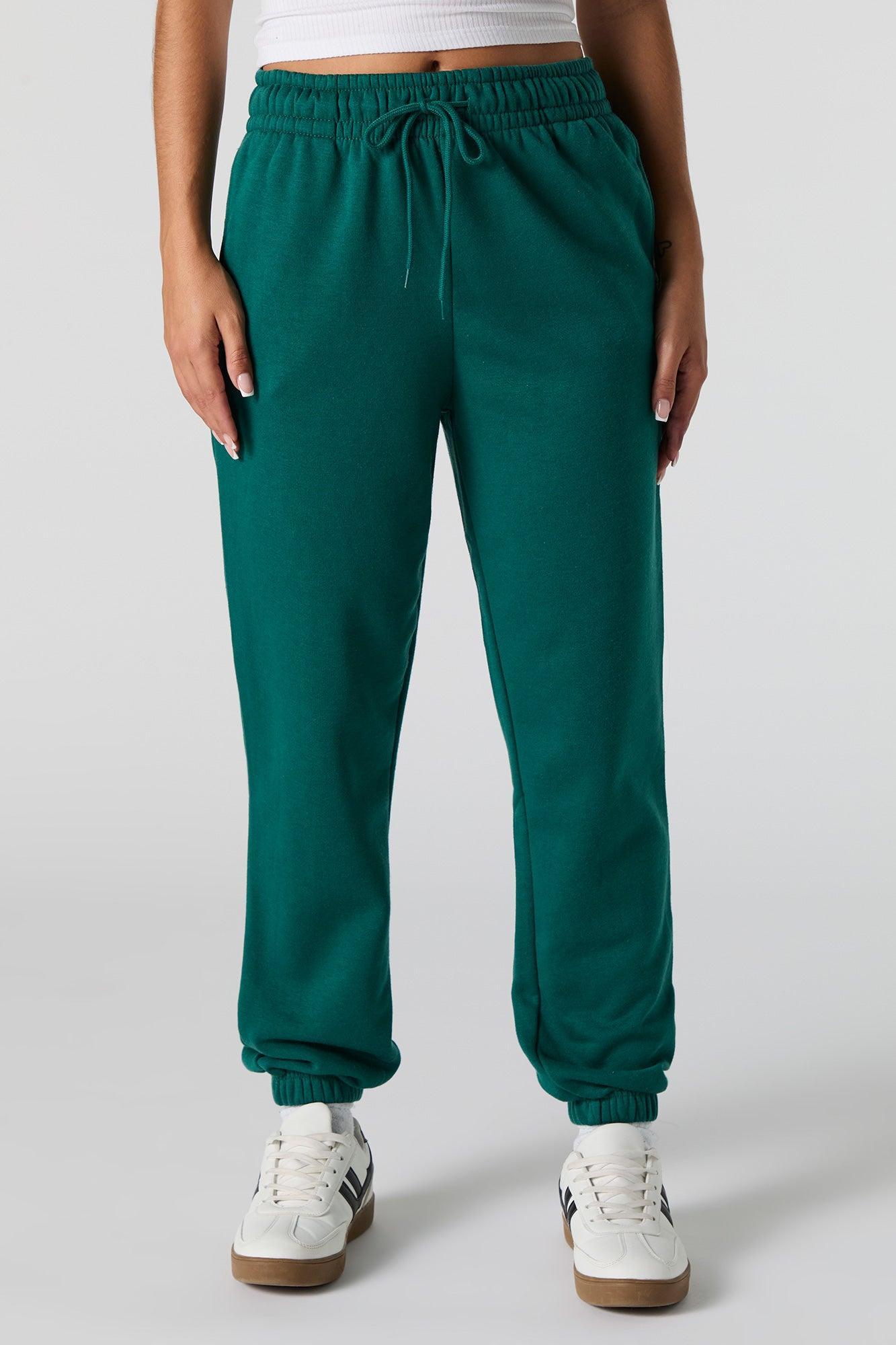 High Rise Solid Fleece Jogger Female Product Image