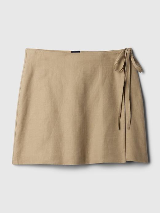 Linen-Cotton Wrap Mini Skirt Product Image