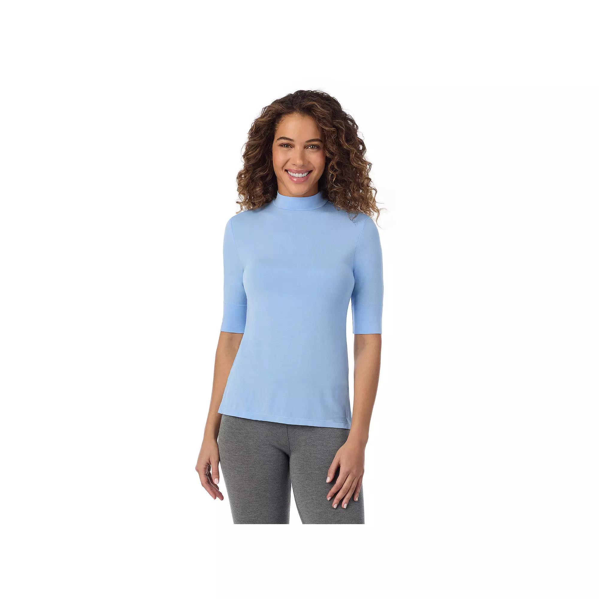 Women's Cuddl Duds® Softwear with Stretch Elbow Sleeve Mockneck Top, Size: Small, Black Product Image