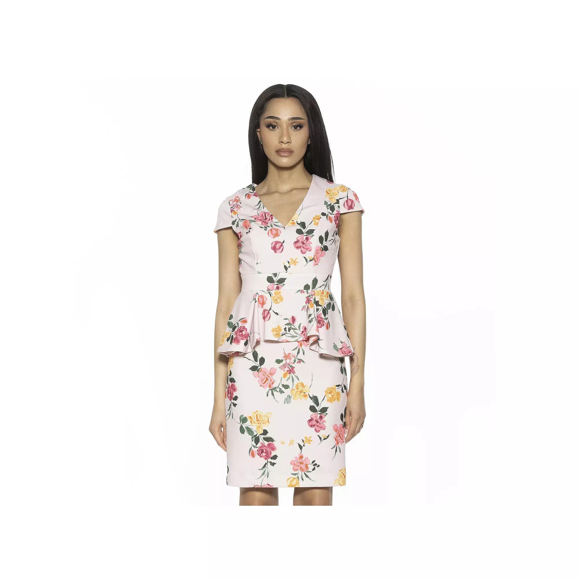 Women's ALEXIA ADMOR Fitted Sheath Dress, Size: Large, Blush Floral Product Image