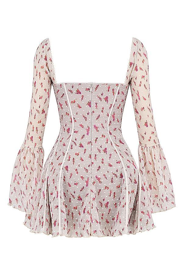Analissa  vintage cream rose print corset mini dress Product Image