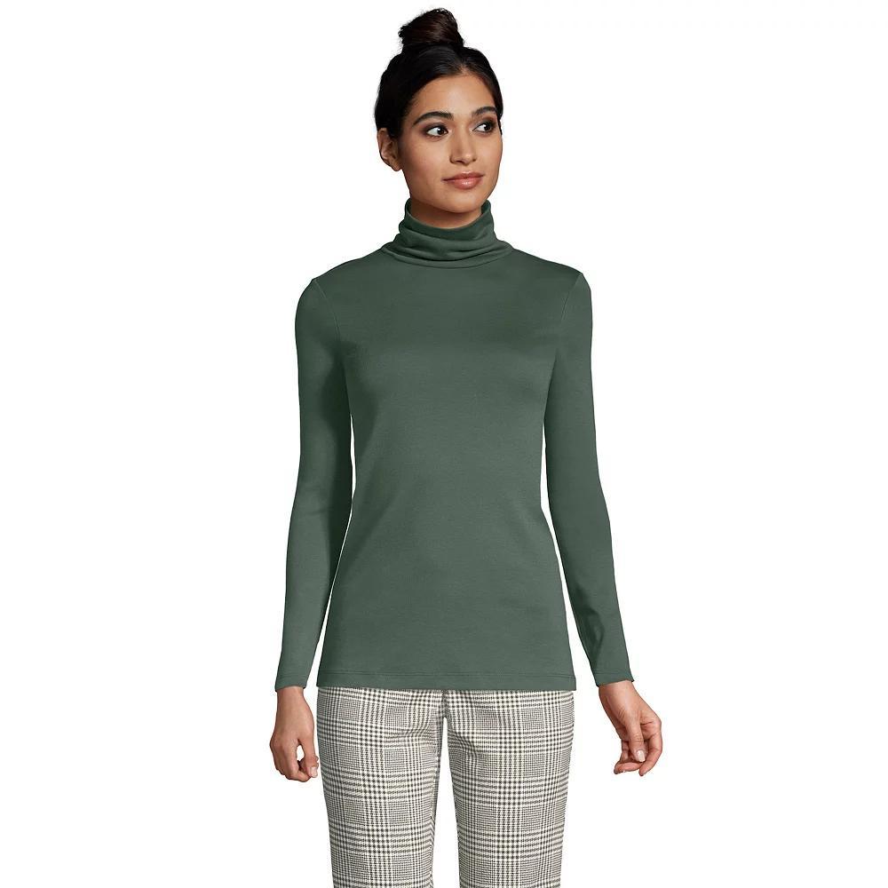 Womens Lands End Supima Cotton Long Sleeve Turtleneck Radiant Blue Product Image