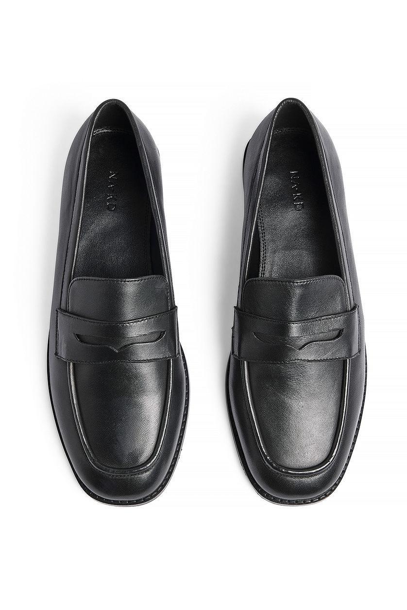 Squared Toe Leather Loafers Product Image
