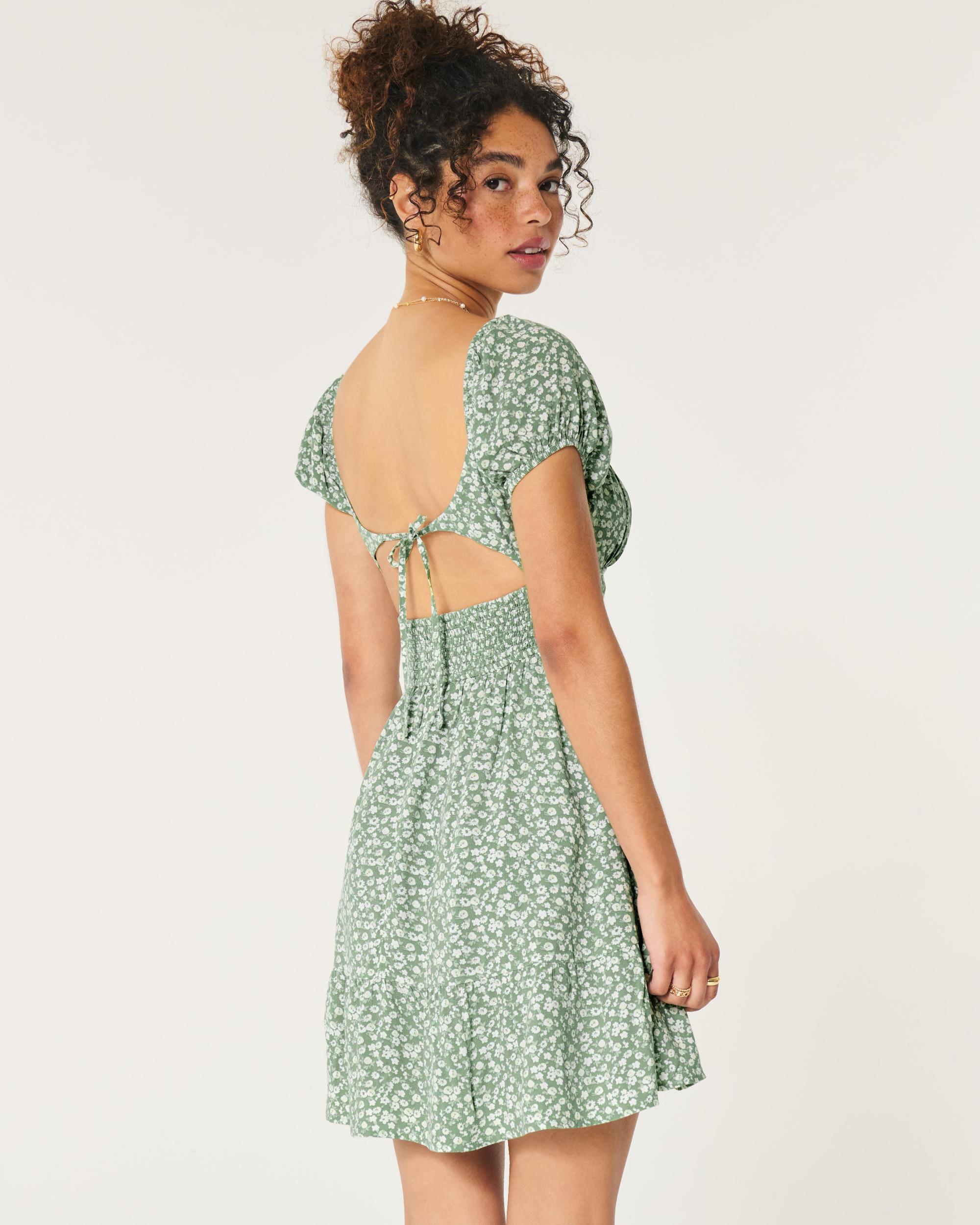 Short-Sleeve Channeled Waist Mini Dress Product Image