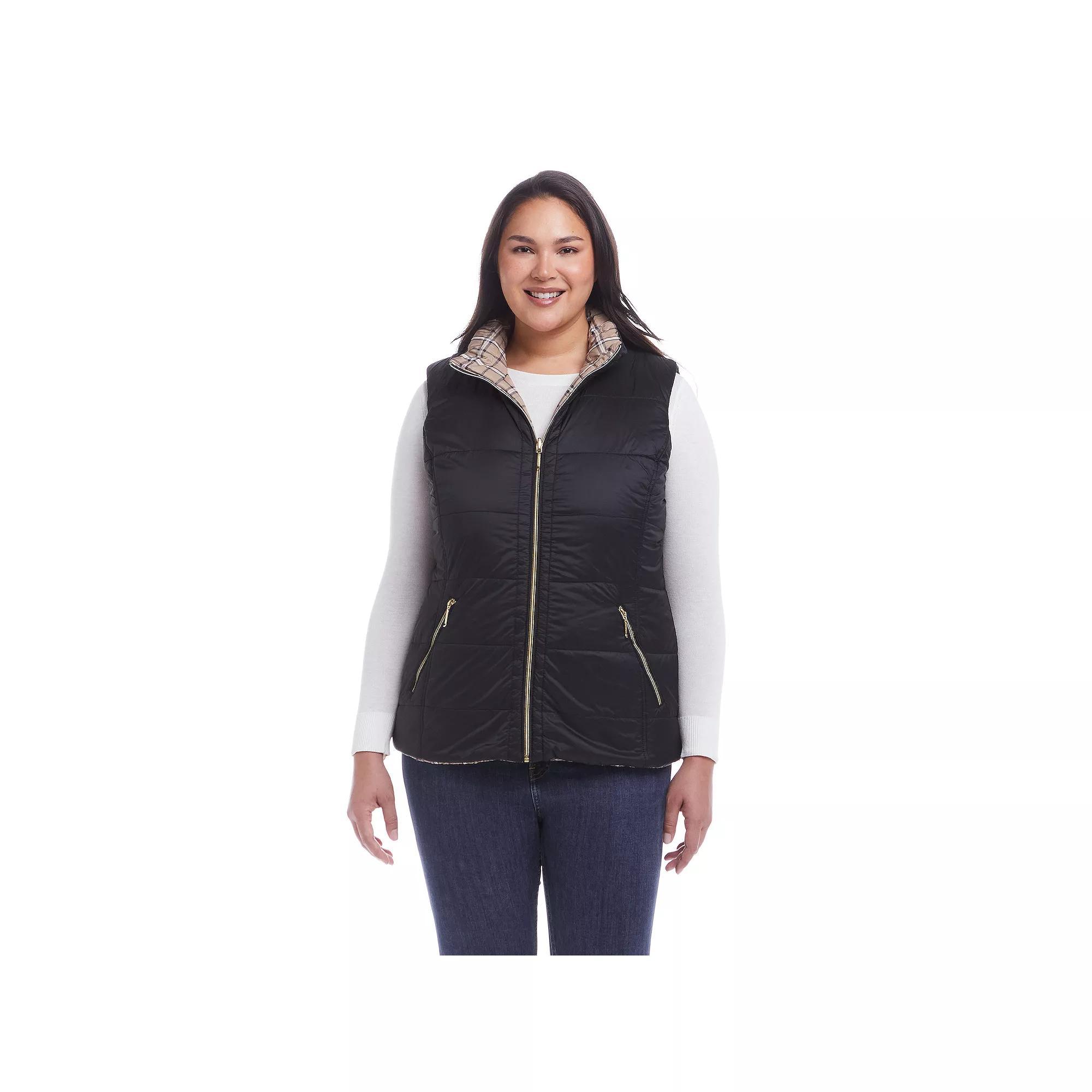 Plus Size Weathercast Reversible Plaid Quilted Vest, Women's, Size: 1XL, Red Pepper Product Image