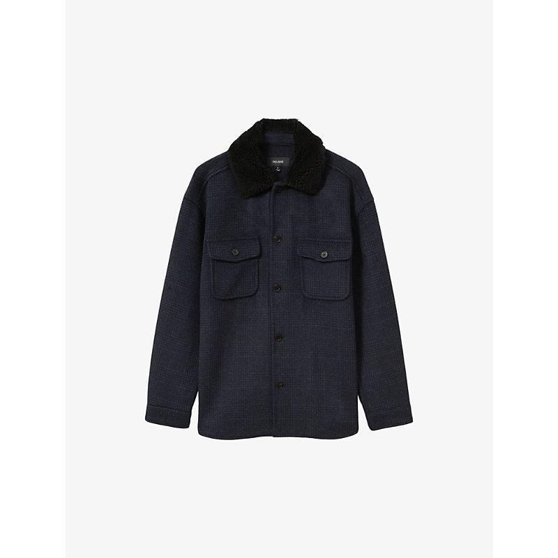 REISS Pernix Brushed Wool Jacket In Navy Product Image
