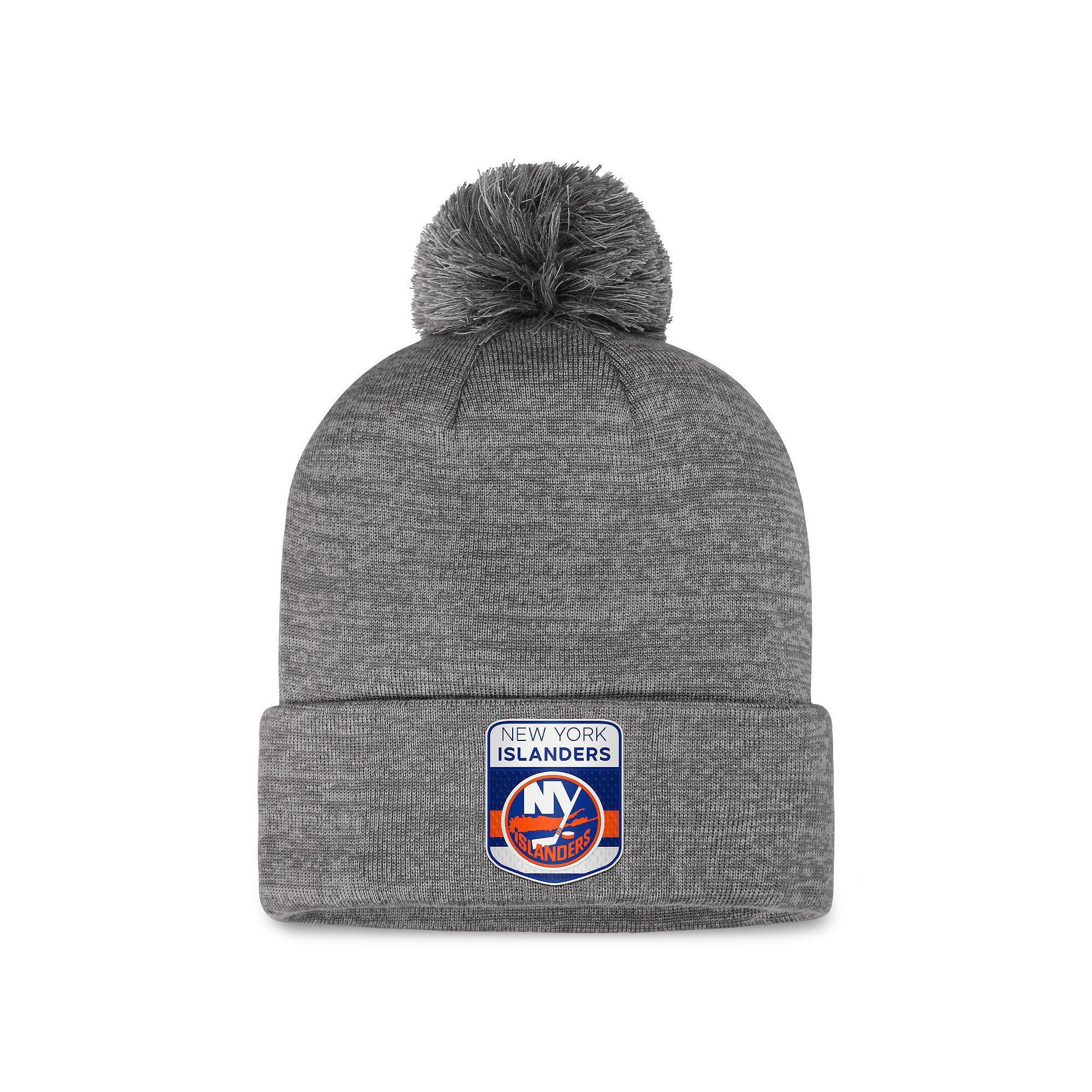 Men's Fanatics Branded  Gray New York Islanders Authentic Pro Home Ice Cuffed Knit Hat with Pom, Isl Grey Product Image