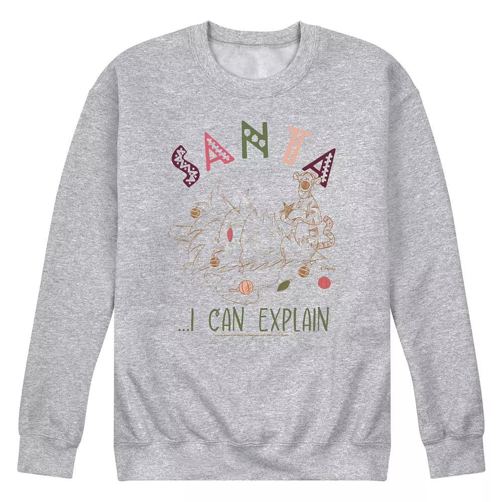 Disneys Winnie The Pooh Mens Santa I Can Explain Fleece Sweatshirt Grey Gray Product Image