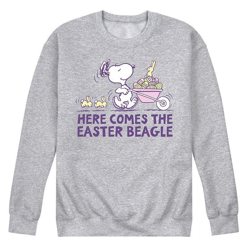 Mens Peanuts Easter Bunny Helper Fleece Sweatshirt Grey Gray Product Image