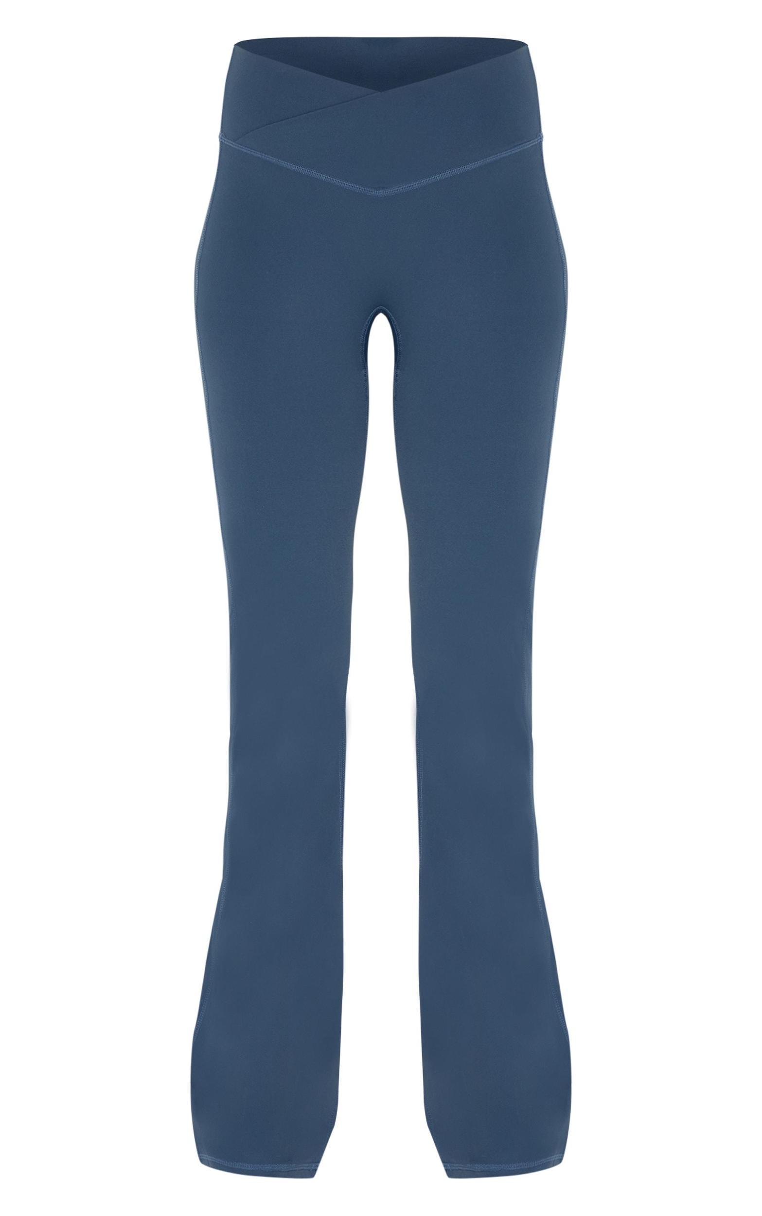 Midnight Blue Sculpt Wrap Waist Yoga Pants Product Image