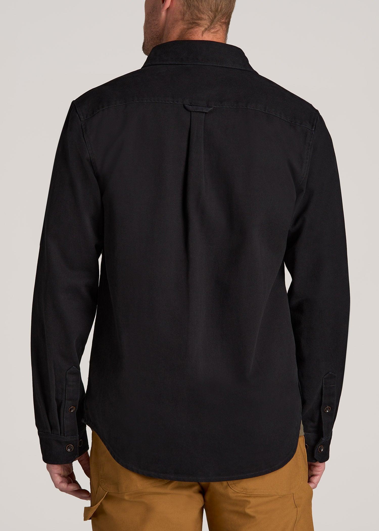 LJ&S Heavyweight Cotton Twill Overshirt for Tall Men in Vintage Black Product Image