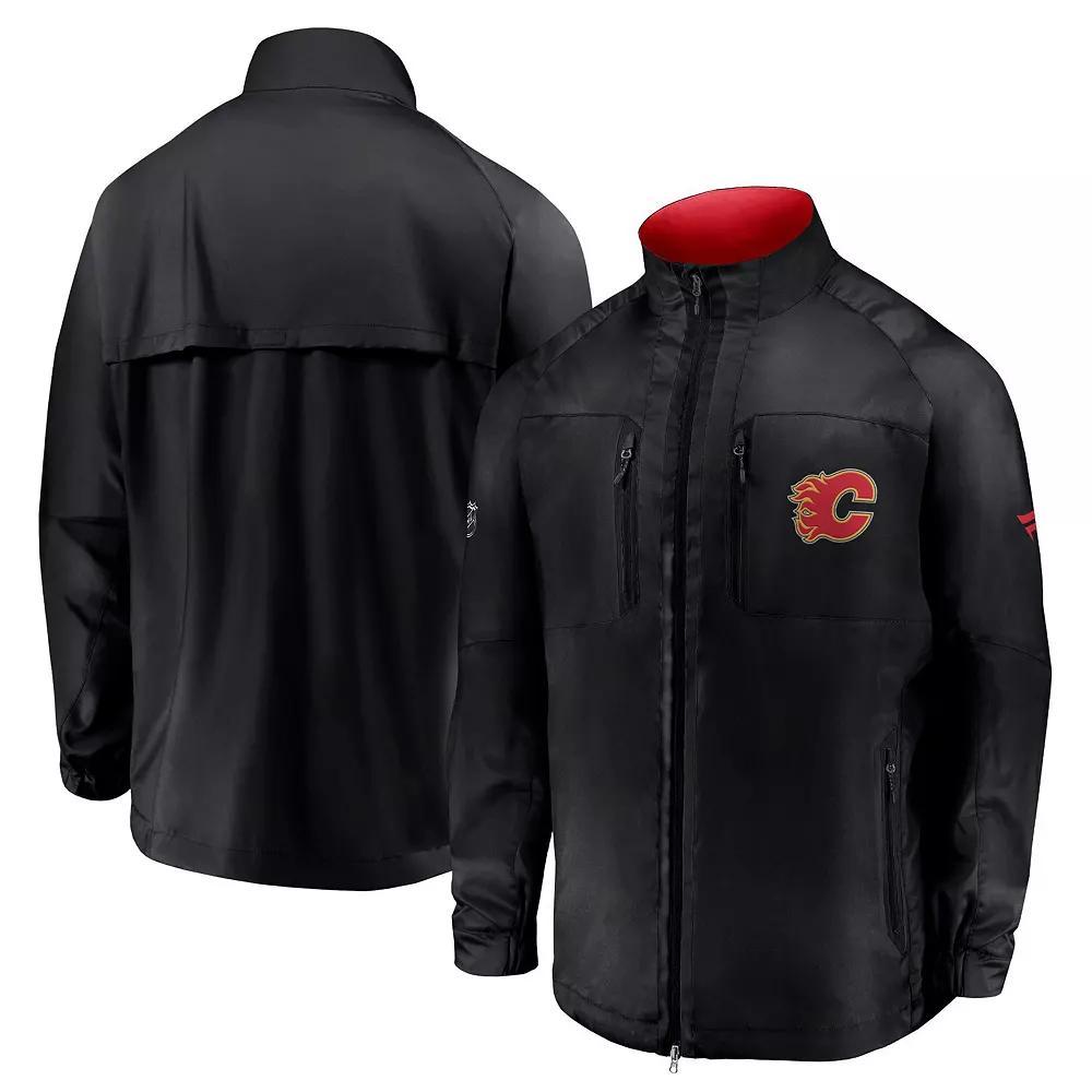 Men's Fanatics Black Calgary Flames Authentic Pro Locker Room Rink Raglan Full-Zip Jacket, Size: Large, Flm Black Product Image