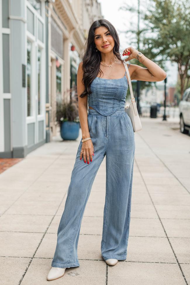 Why Can't You See Medium Wash Denim Tank Top FINAL SALE Product Image