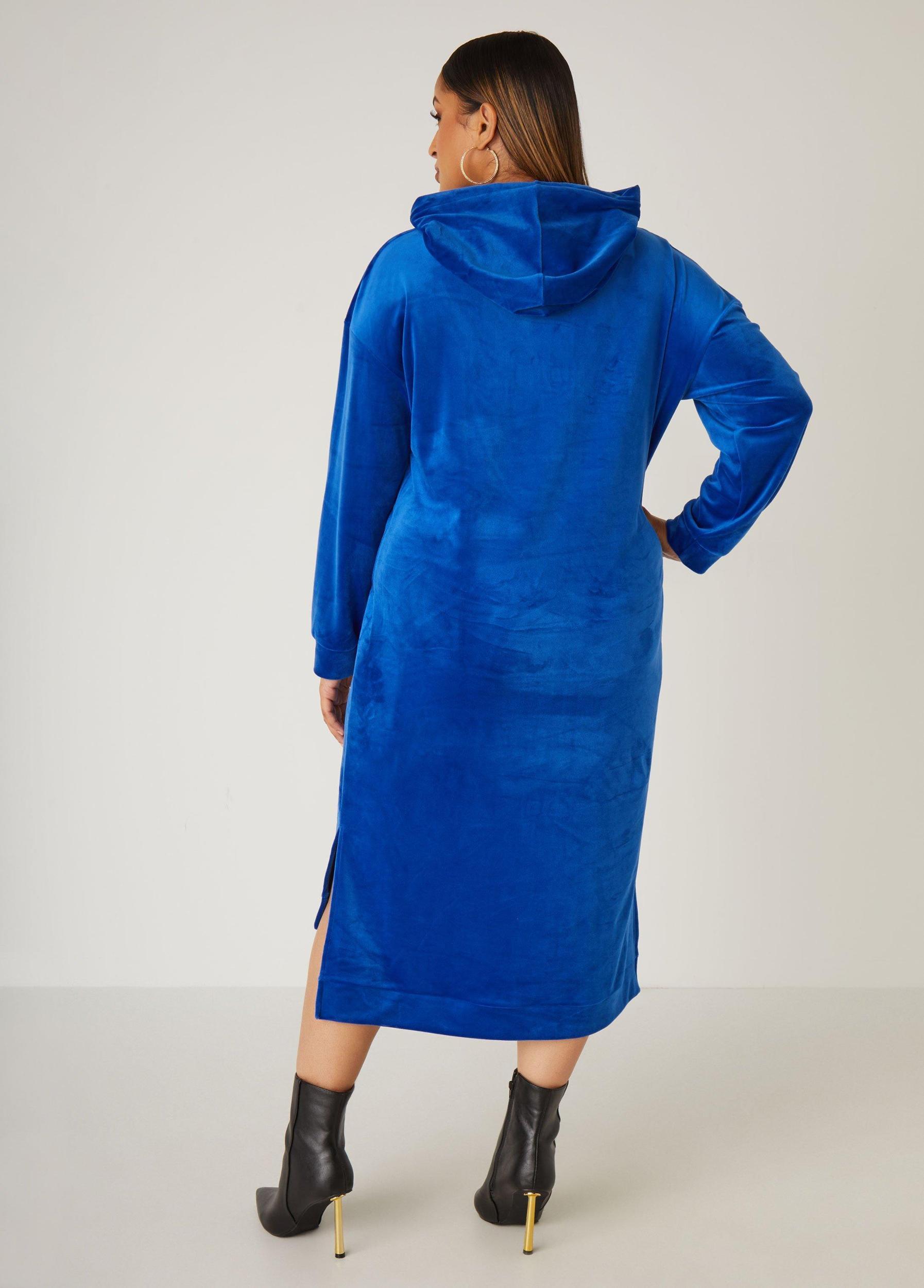 Plus Size Hooded Velour Hi Low Dress Ashley Stewart Product Image