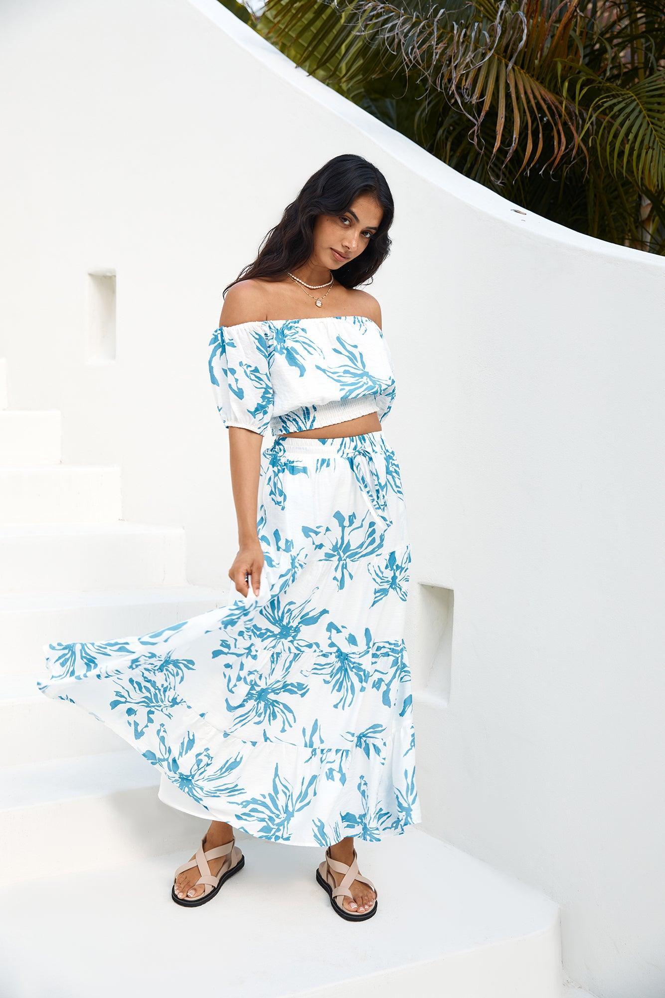 Island Whisper Maxi Skirt Blue Product Image