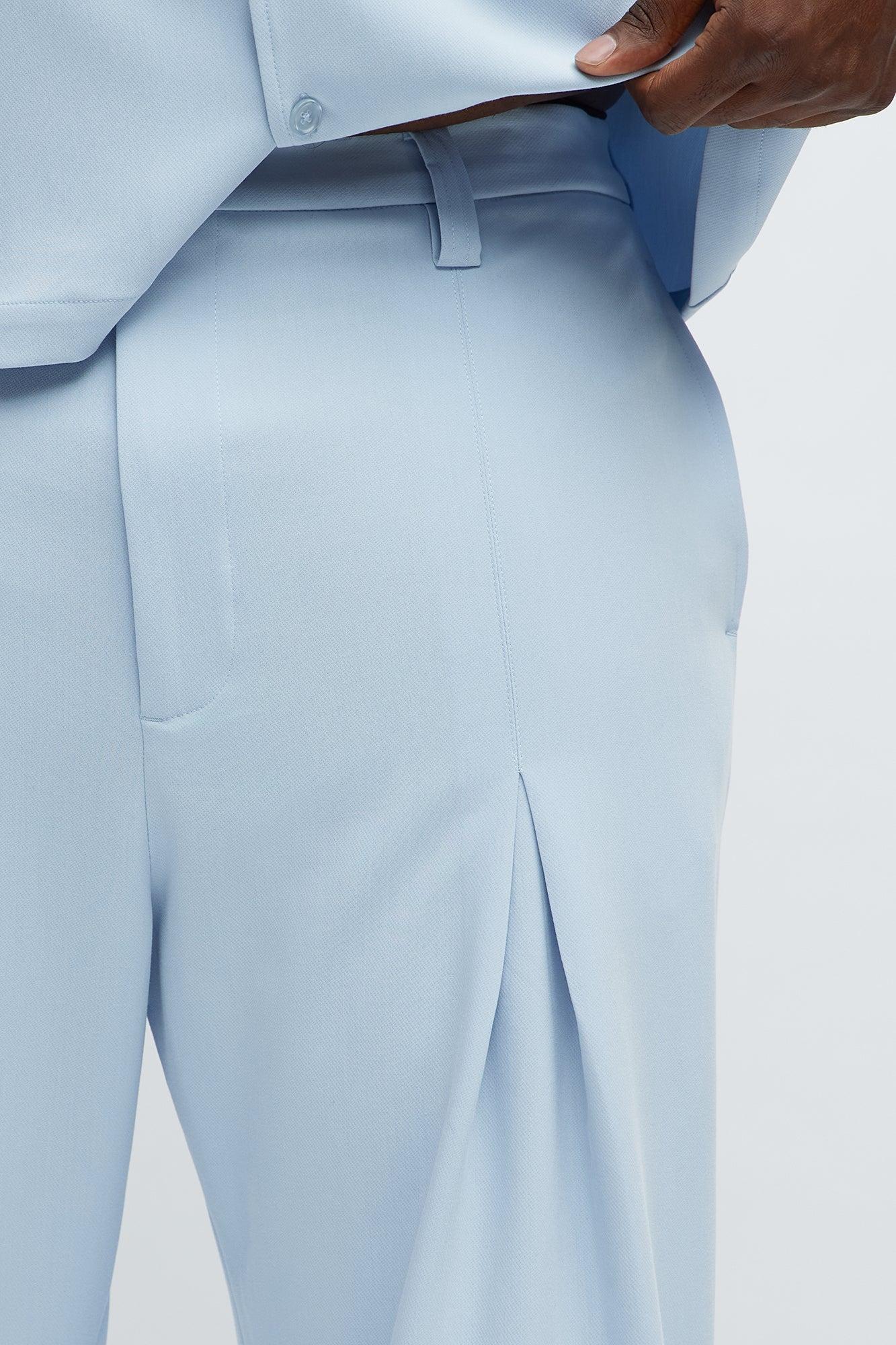 Ronan High Waisted Pleated Trousers - Light Blue Male Product Image