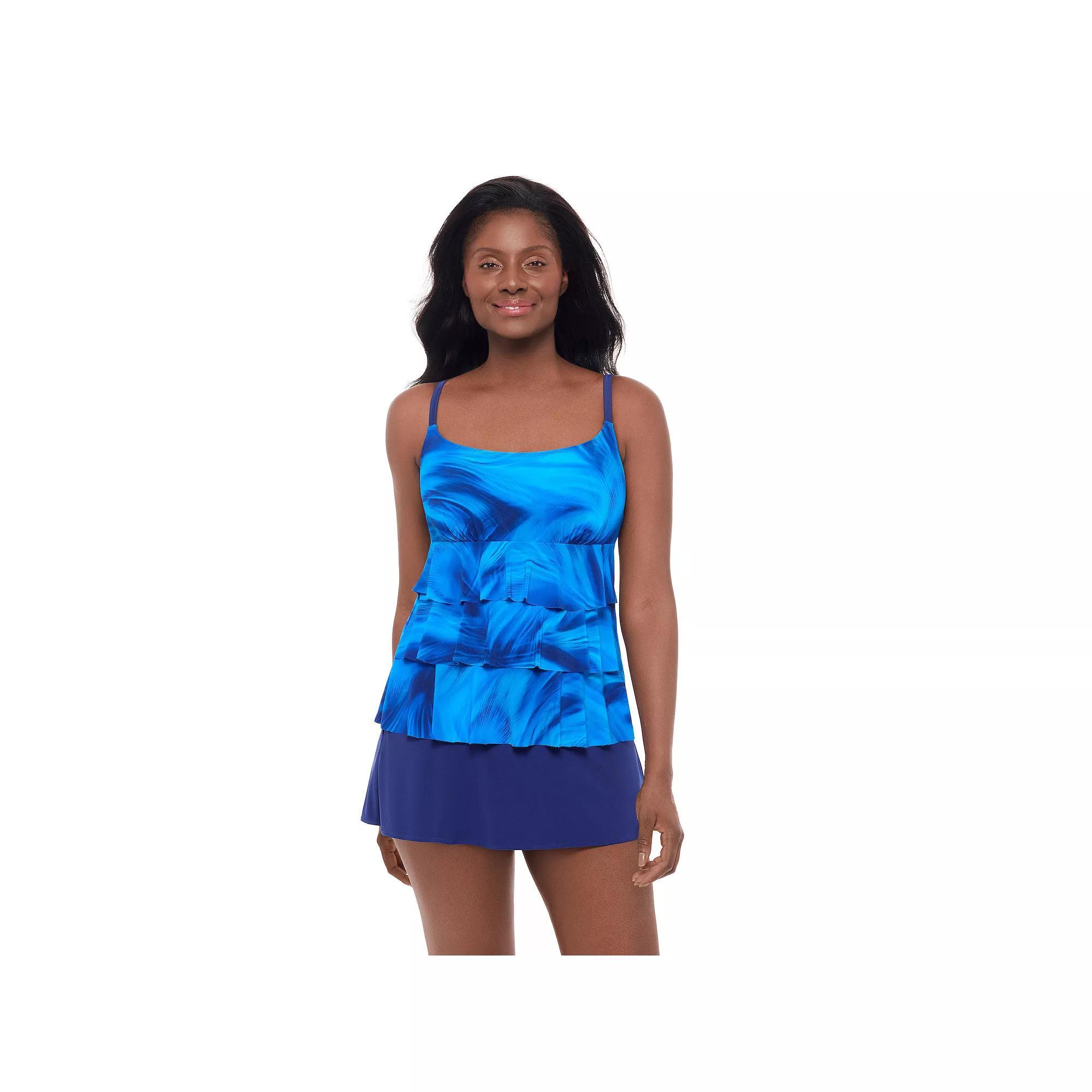 Womens Great Lengths Faux Ruffle Skirtini One-Piece Swimsuit Product Image