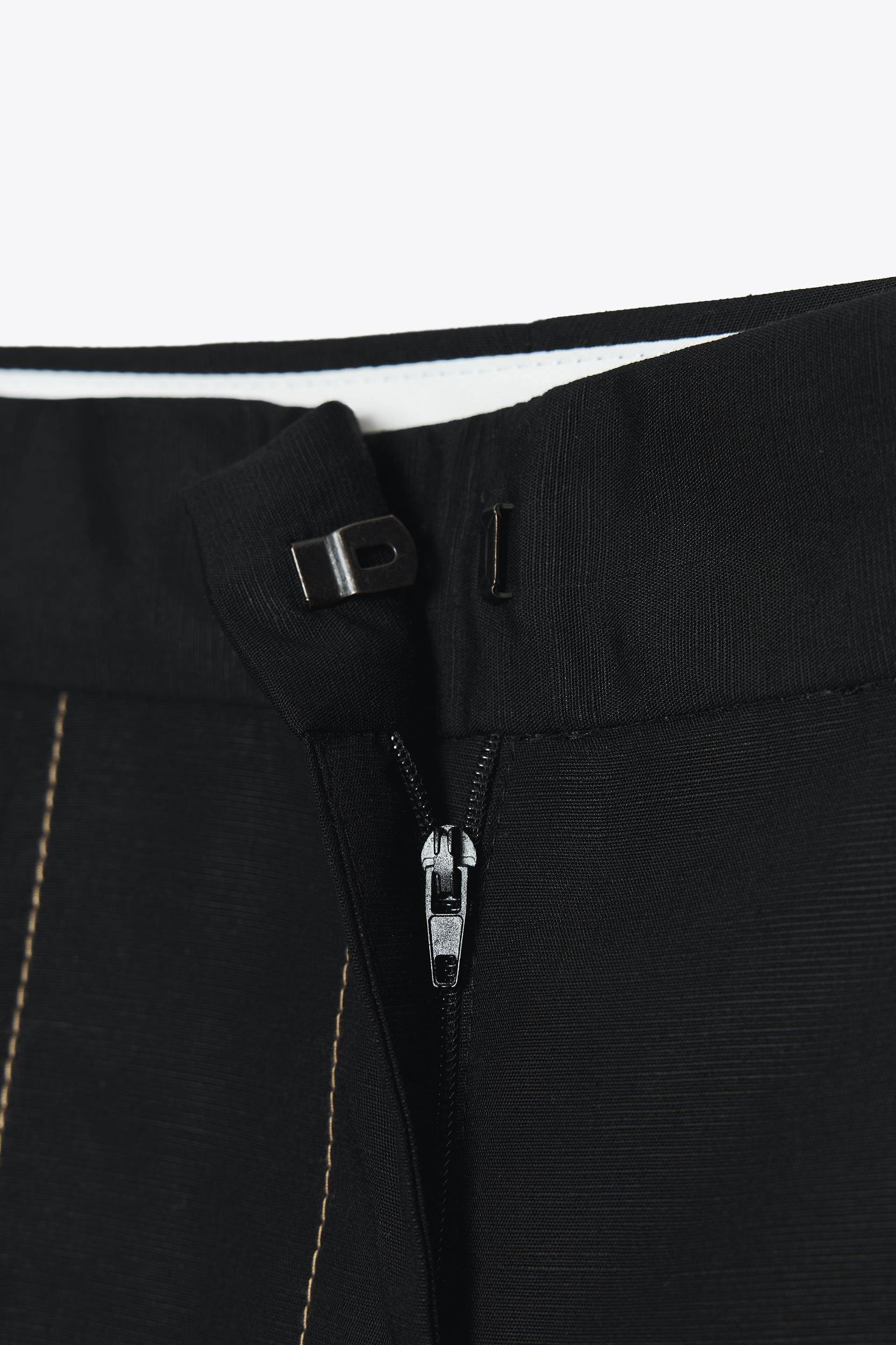 STRAIGHT LEG PANTS WITH CONTRASTING TOPSTITCHING Product Image