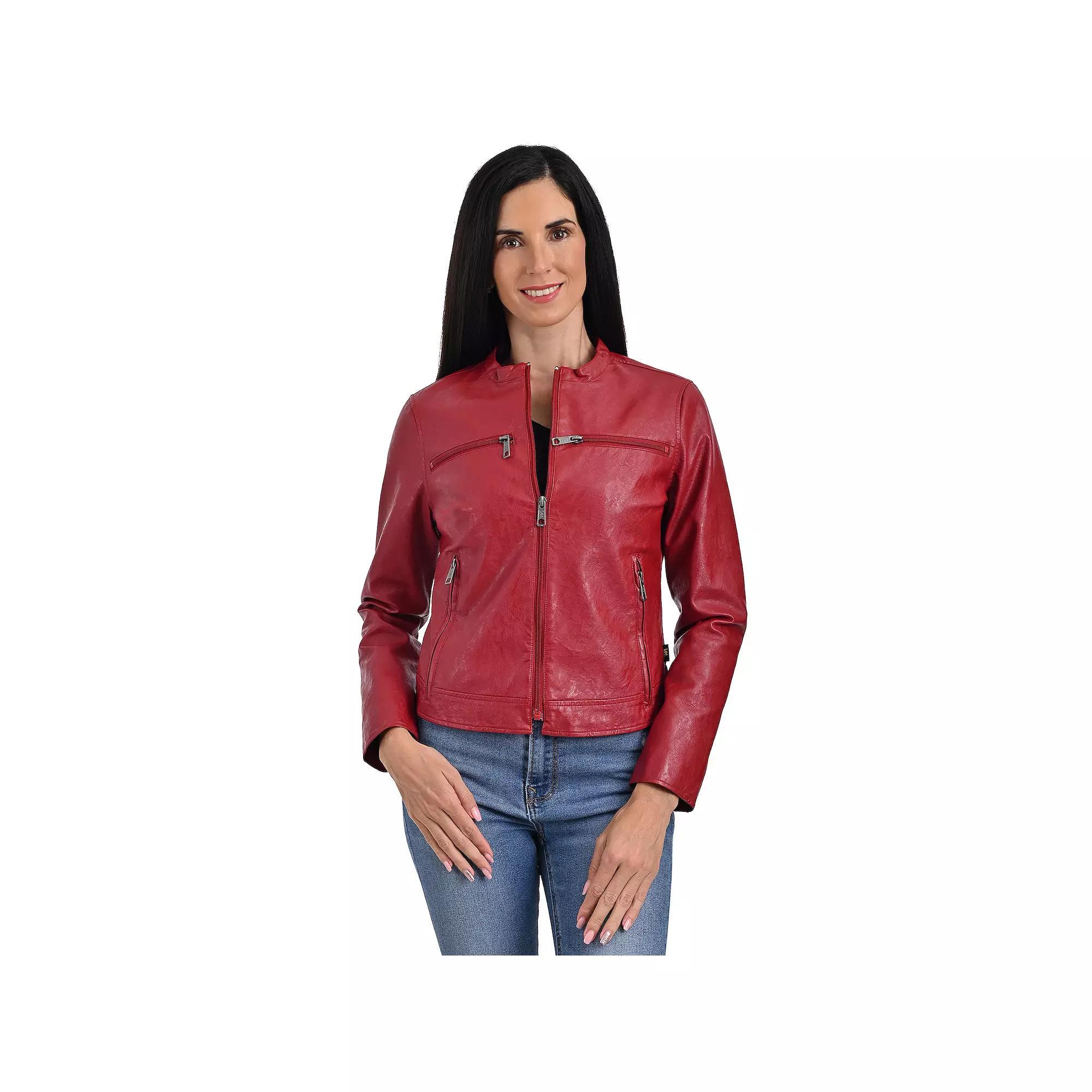 Women's Lee® Cafe Racer Faux Leather Jacket, Size: Small, Black Product Image