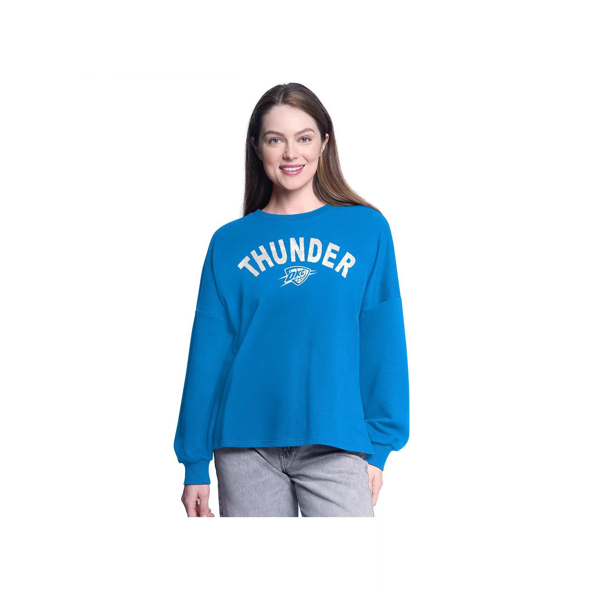 Women's G-III 4Her by Carl Banks Blue Oklahoma City Thunder Athletic Pullover Sweatshirt, Size: 2XL Product Image