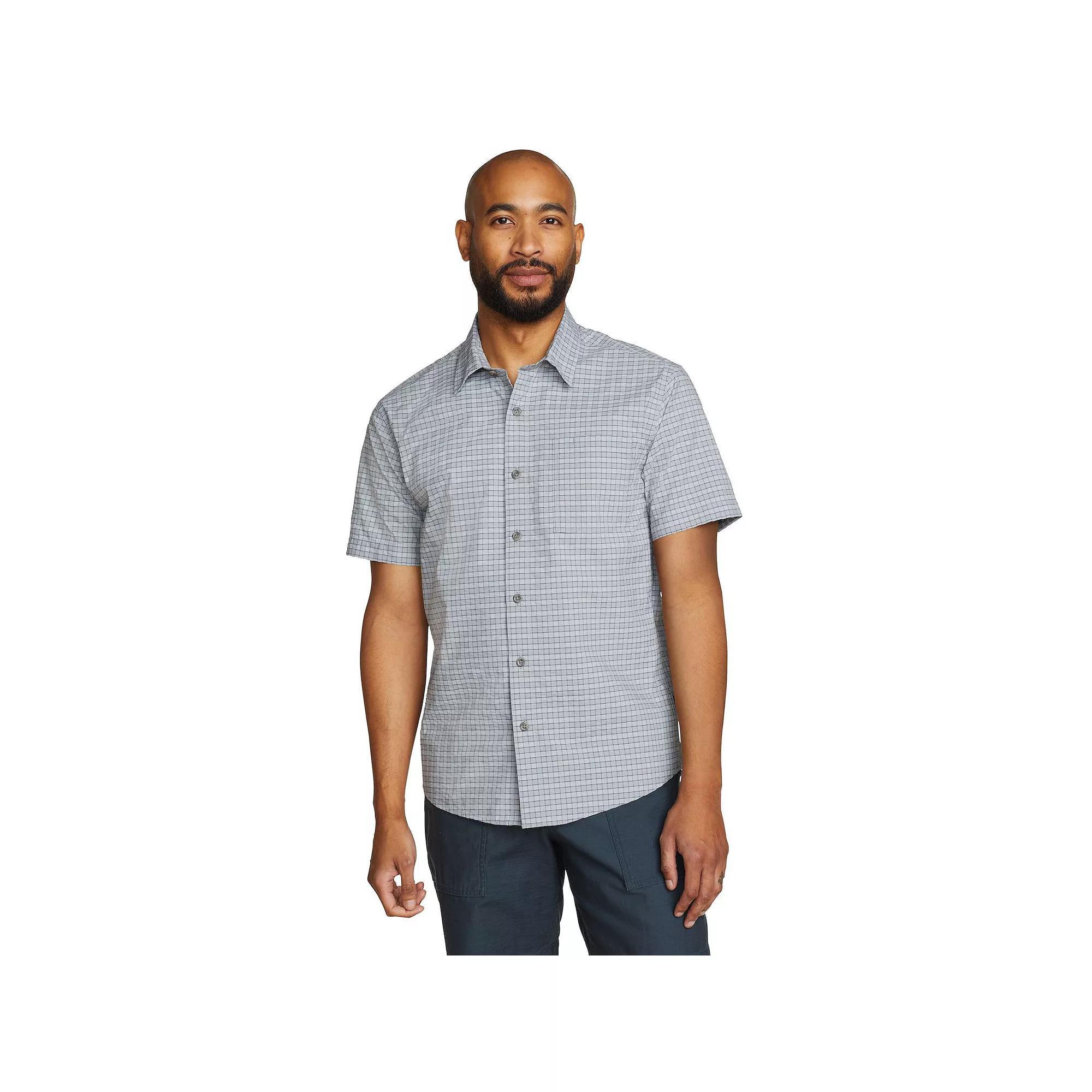 Men's Eddie Bauer Short Sleeve Pack It Seersucker 2.0 Shirt, Size: Large, Light Gray Product Image