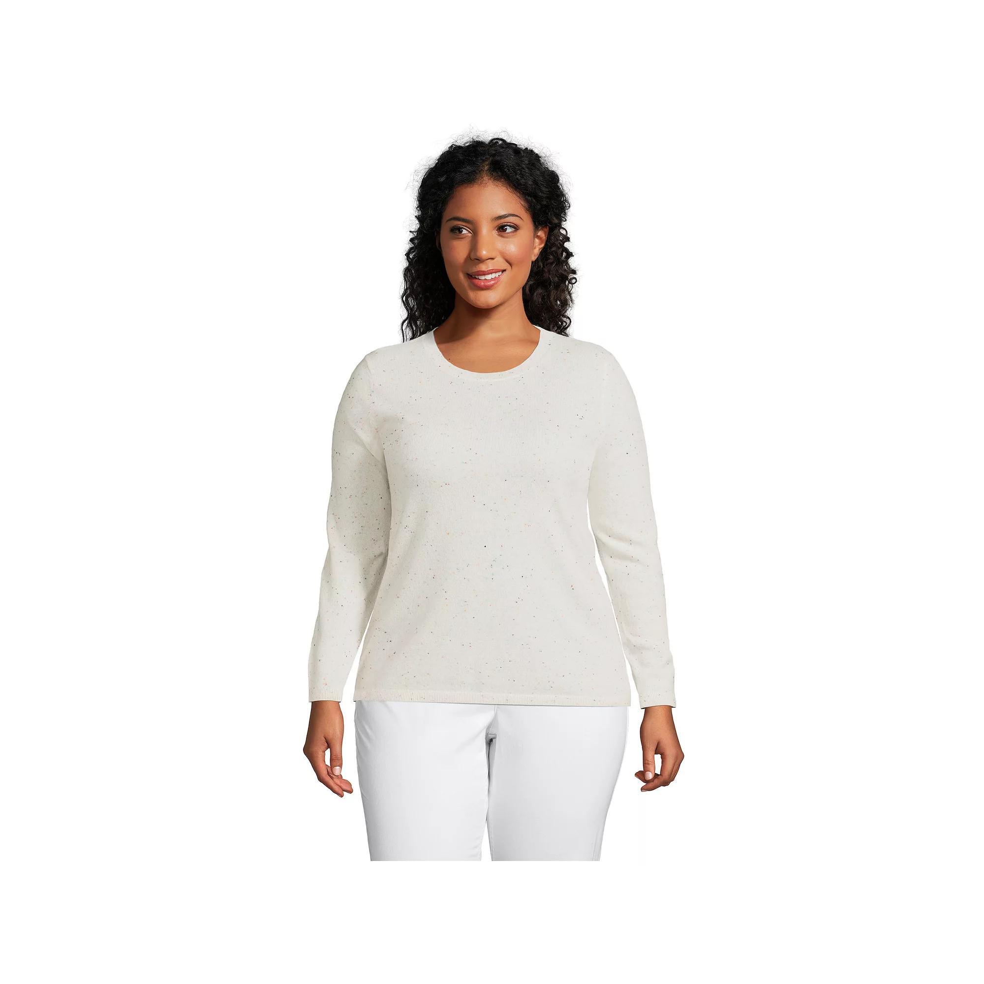 Plus Size Lands' End Crewneck Cashmere Sweater, Women's, Size: 2XL, Purple Heather Product Image
